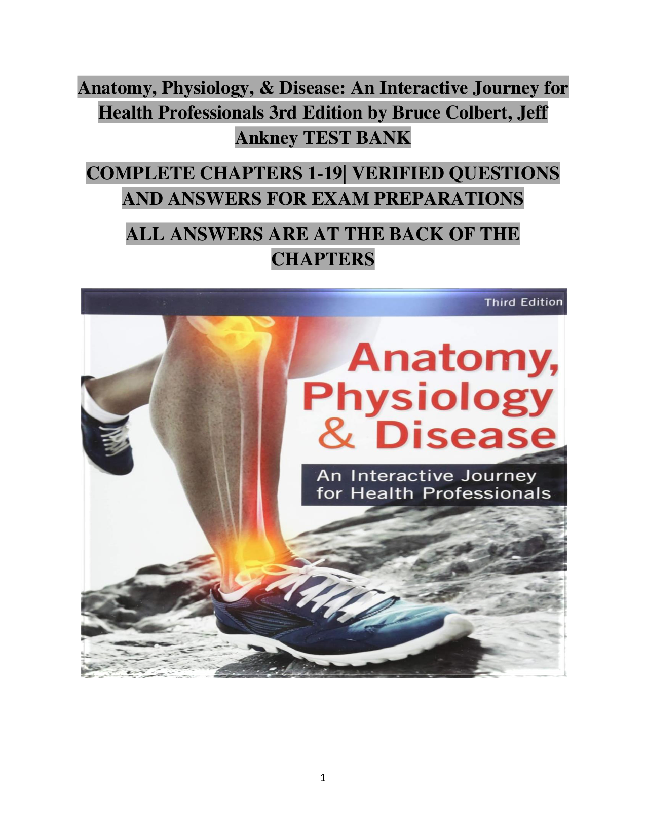 Anatomy, Physiology, & Disease: An Interactive Journey for Health Professionals, 3rd Edition Test Bank
