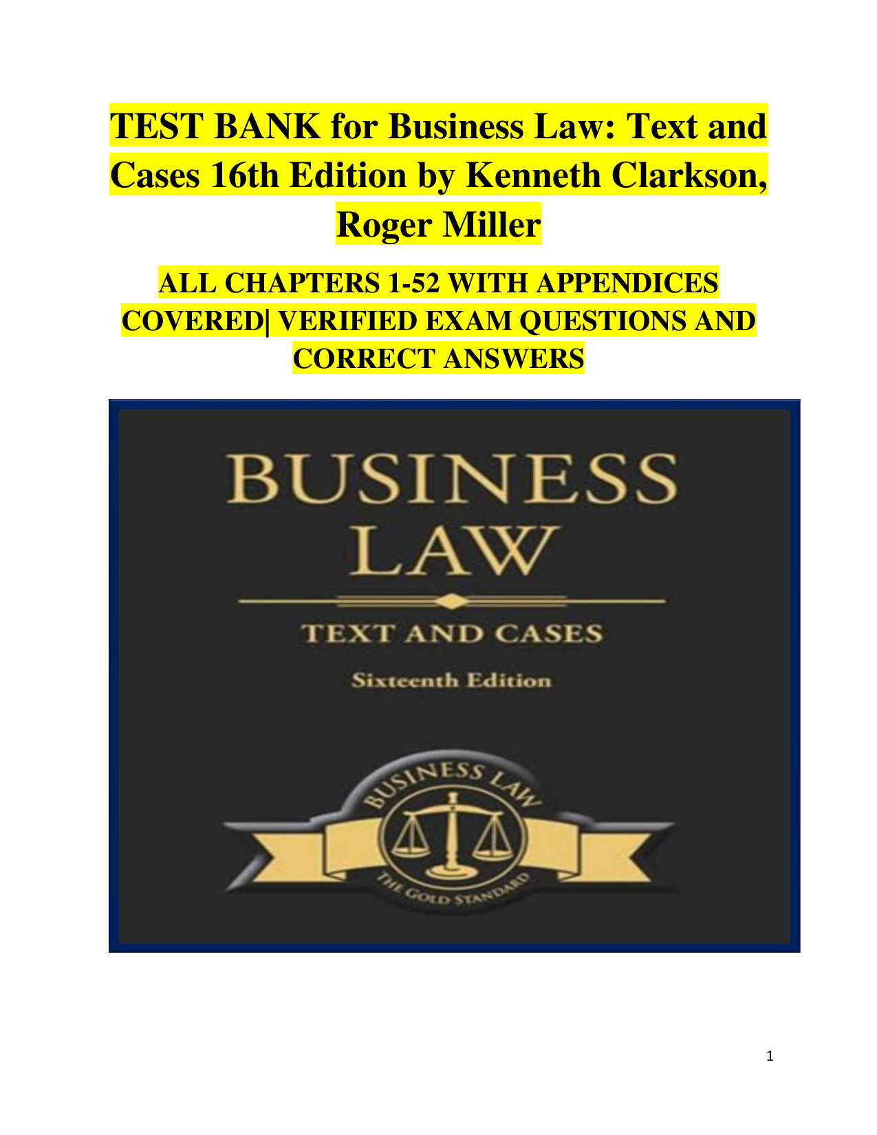 Business Law: Text and Cases, 16th Edition Test Bank