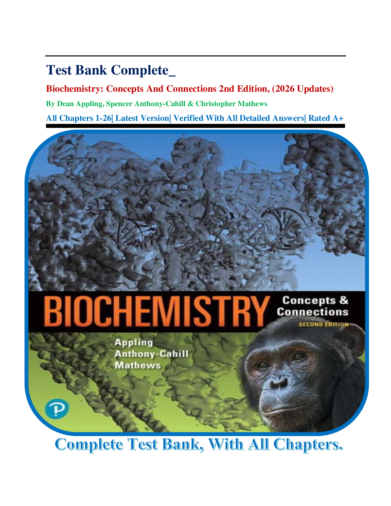 Biochemistry: Concepts and Connections, 2nd Edition Test Bank
