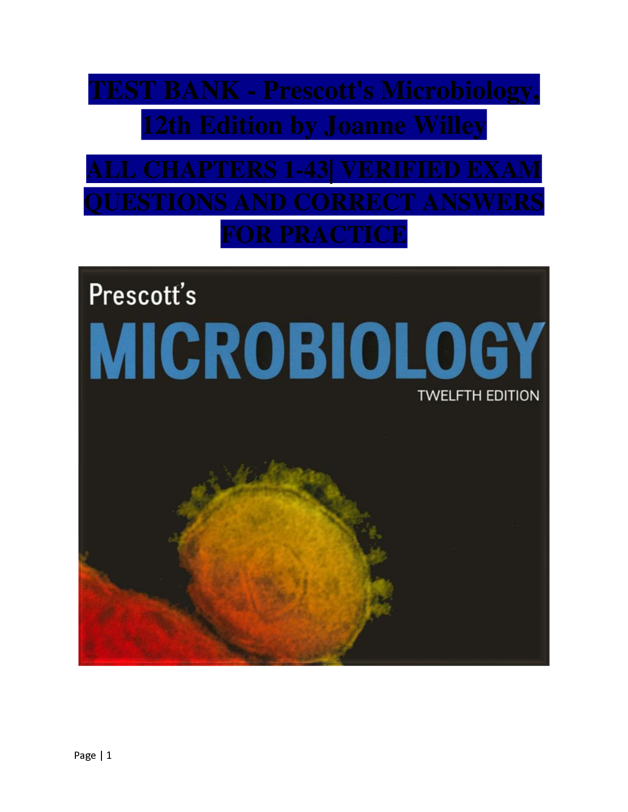 Prescott's Microbiology, 12th Edition Test Bank