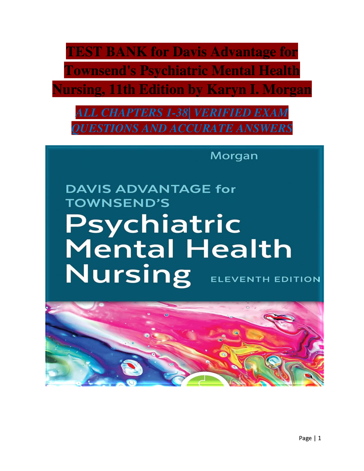 Townsend's Psychiatric Mental Health Nursing, 11th Edition Test Bank