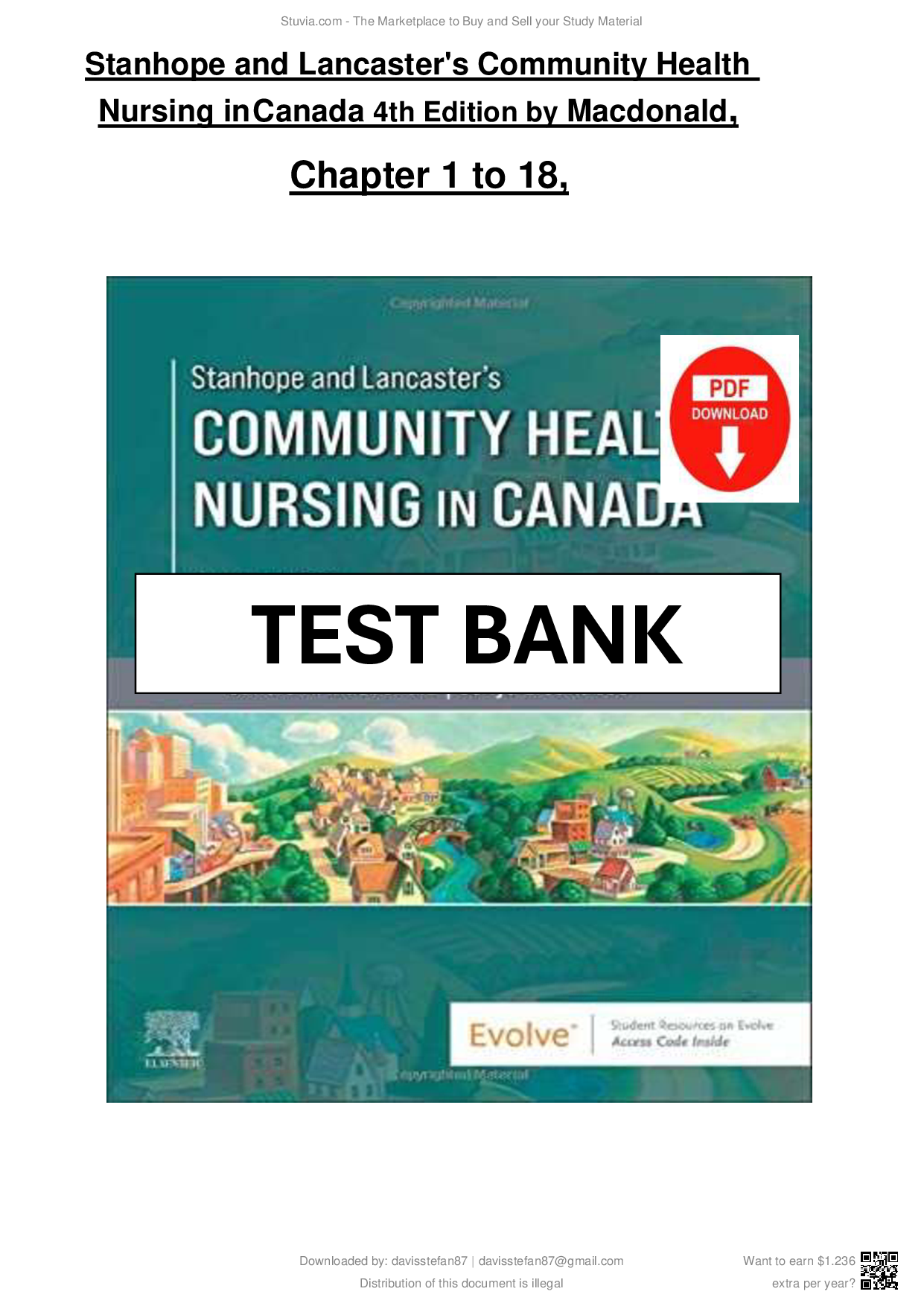 Stanhope and Lancaster's Community Health Nursing in Canada, 4th Edition Test Bank