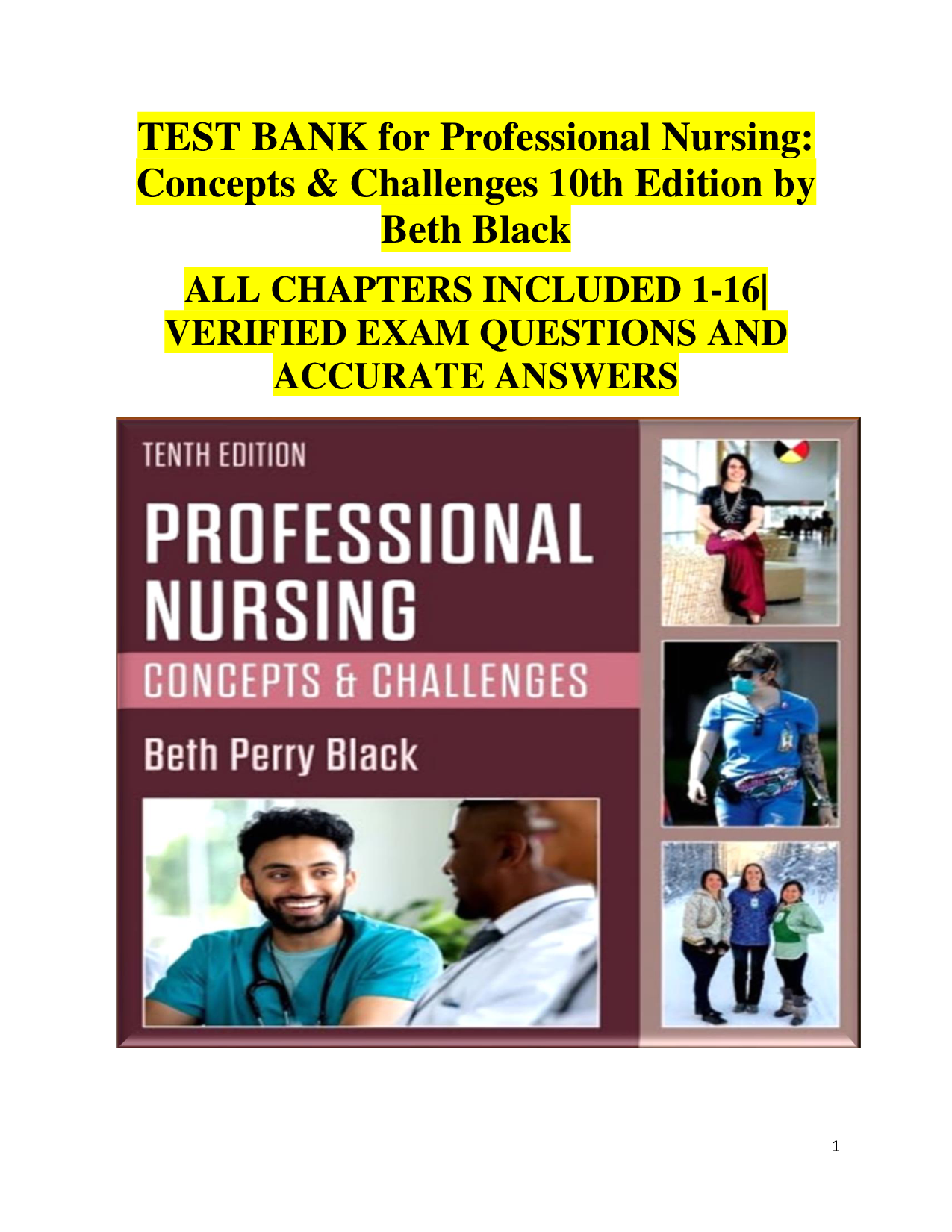 Professional Nursing: Concepts & Challenges, 10th Edition Test Bank