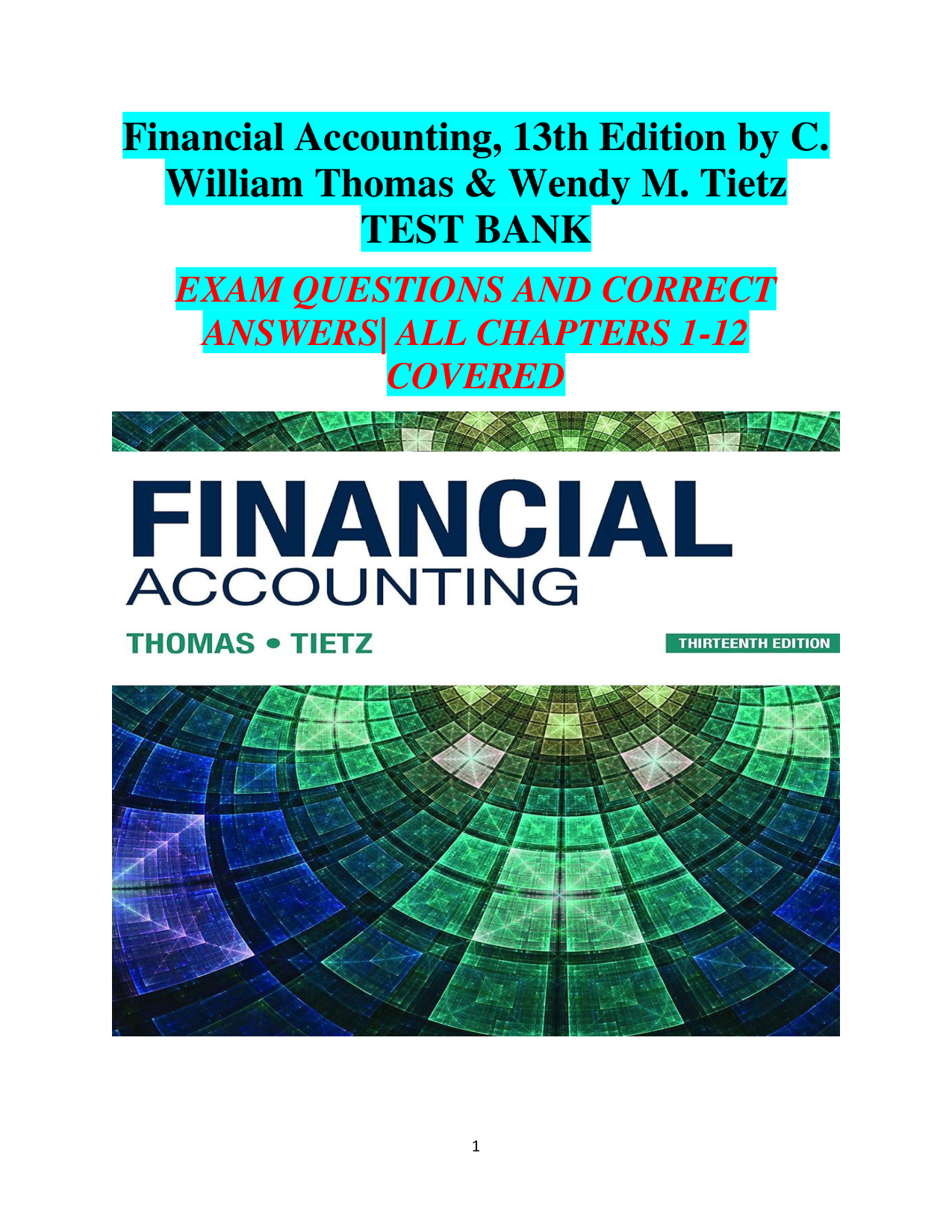 Financial Accounting, 13th Edition Test Bank