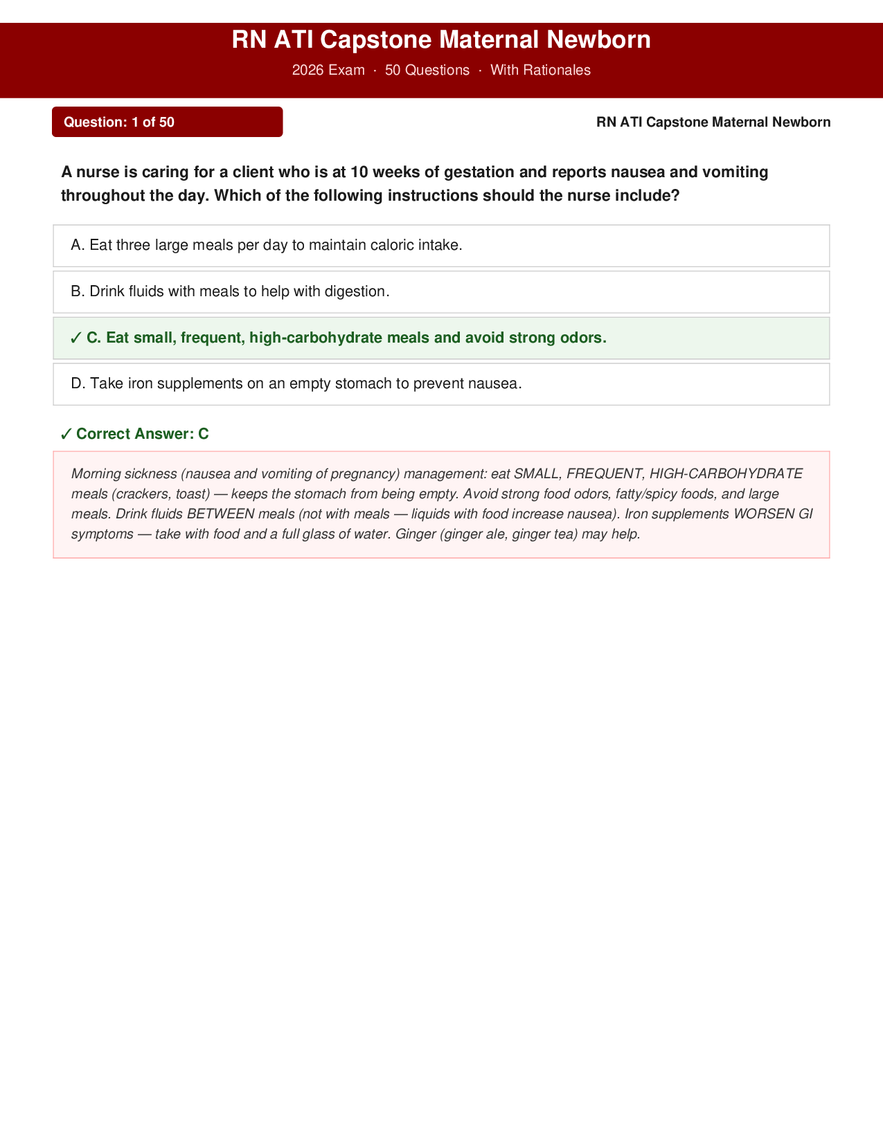 RN ATI Capstone Maternal Newborn 2026 Exam Practice Questions