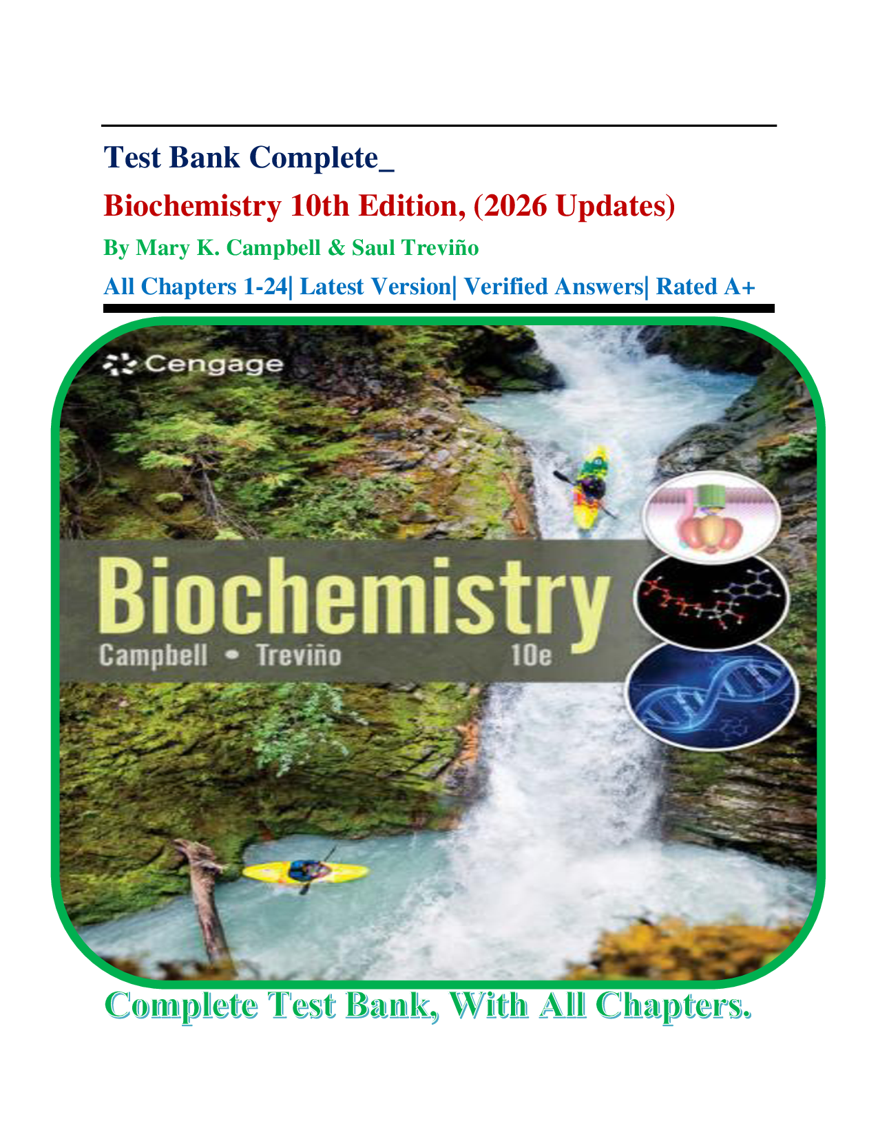 Campbell's Biochemistry, 10th Edition Test Bank