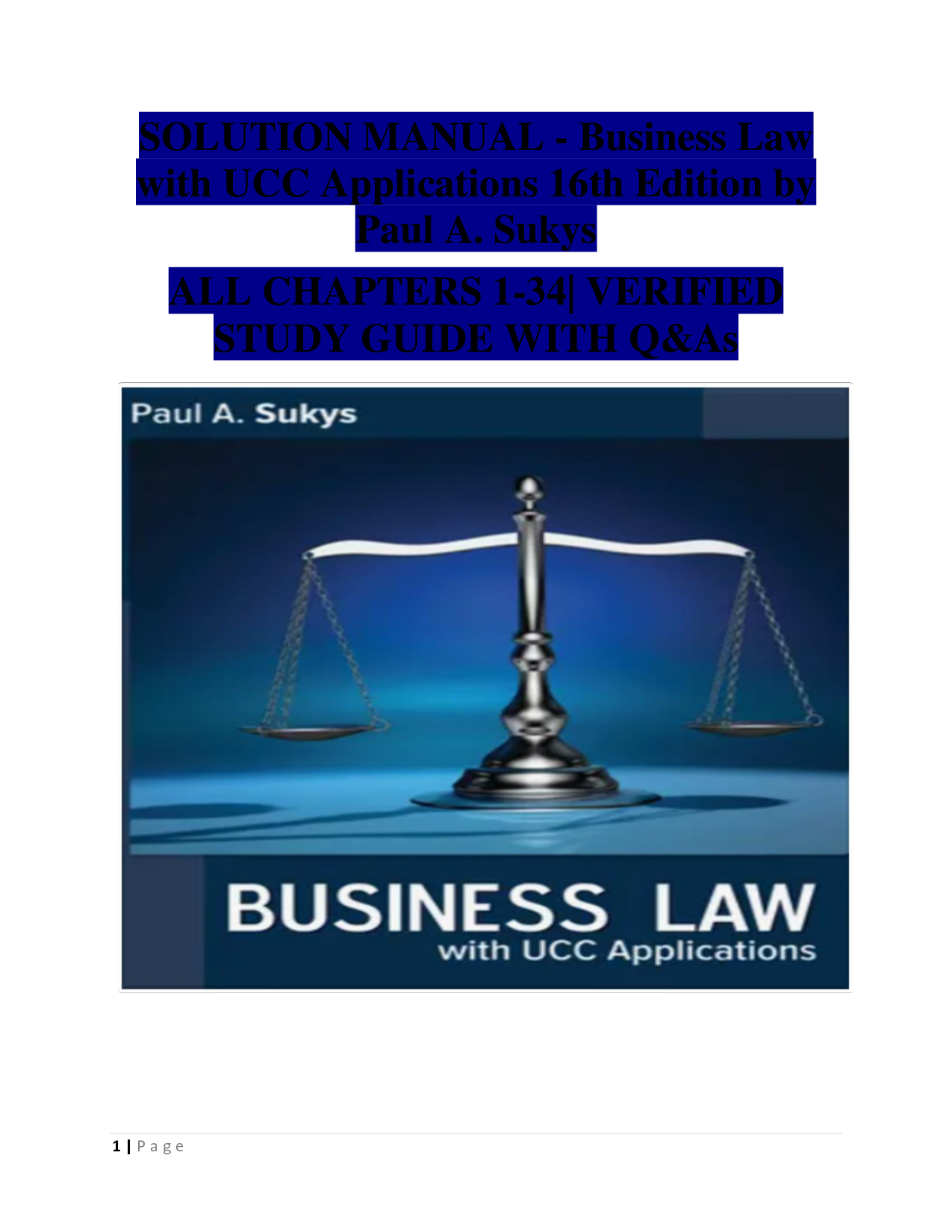 Business Law with UCC Applications, 16th Edition Solution Manual