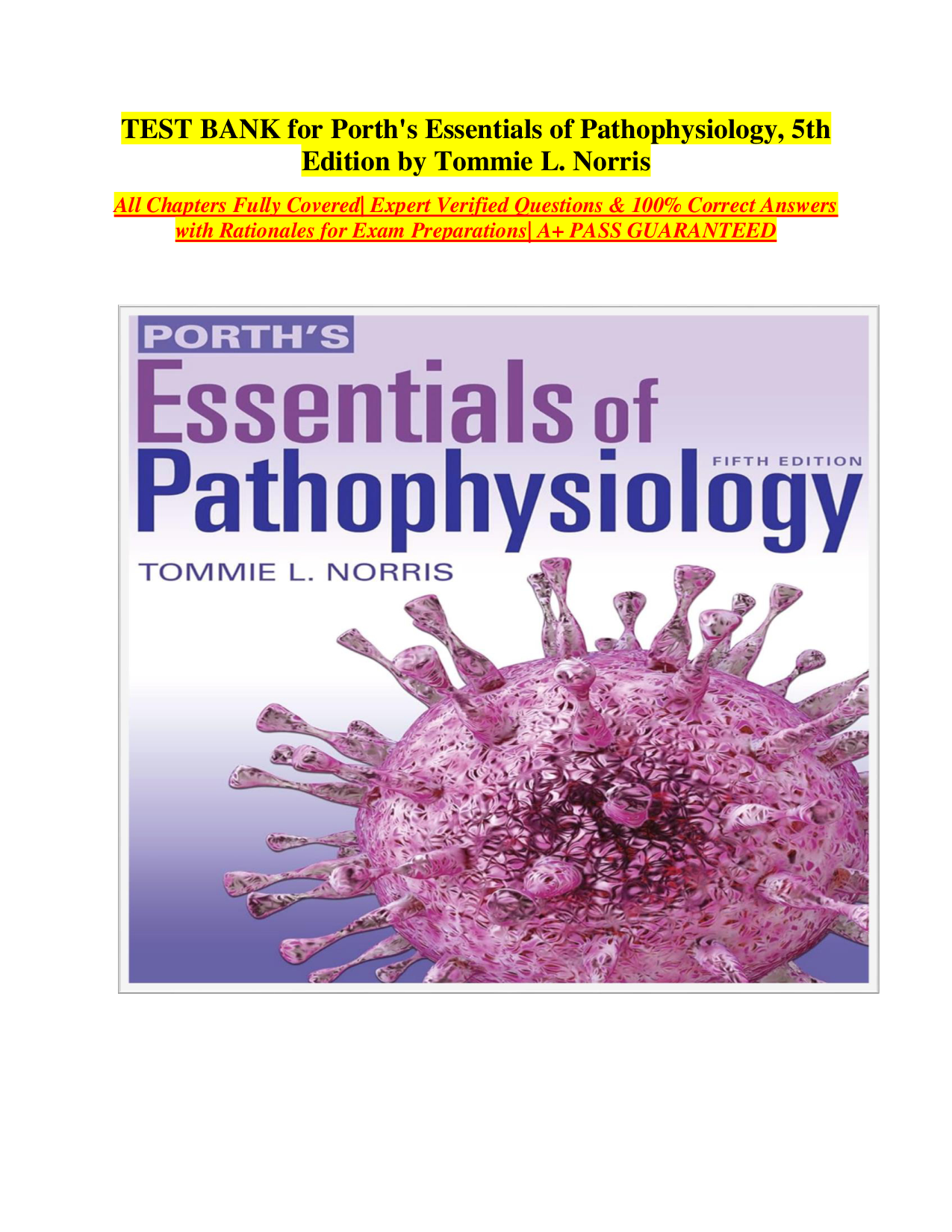 Porth's Essentials of Pathophysiology, 5th Edition Test Bank