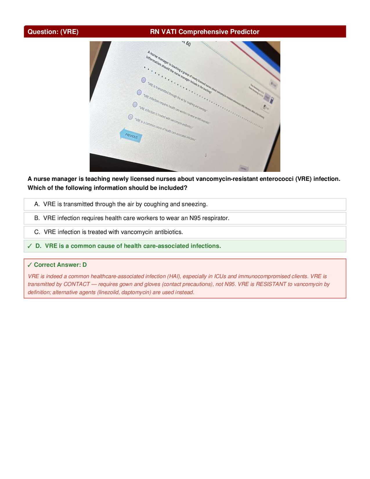 RN VATI Comprehensive Predictor Practice Questions and Answers