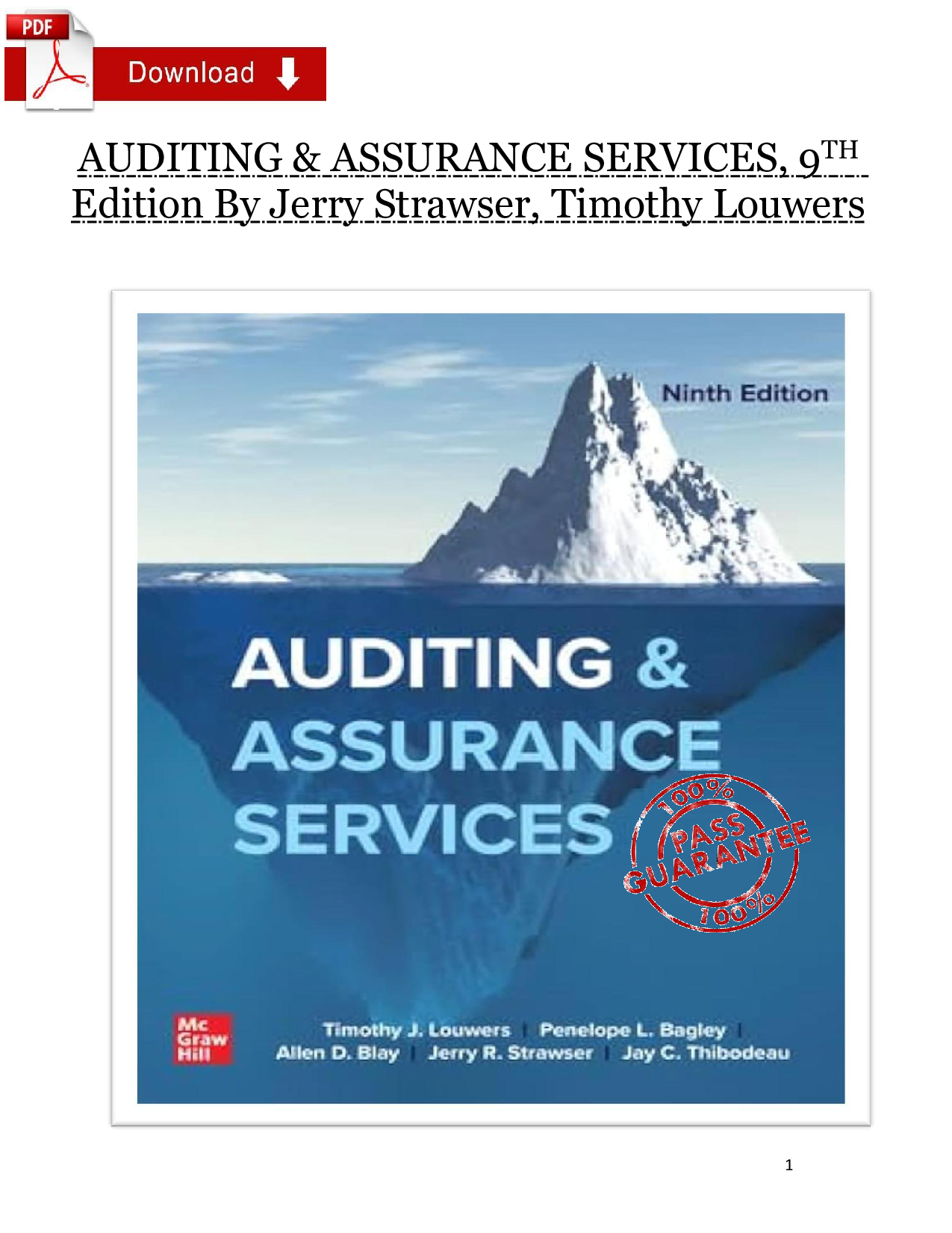 Auditing & Assurance Services, 9th Edition Test Bank