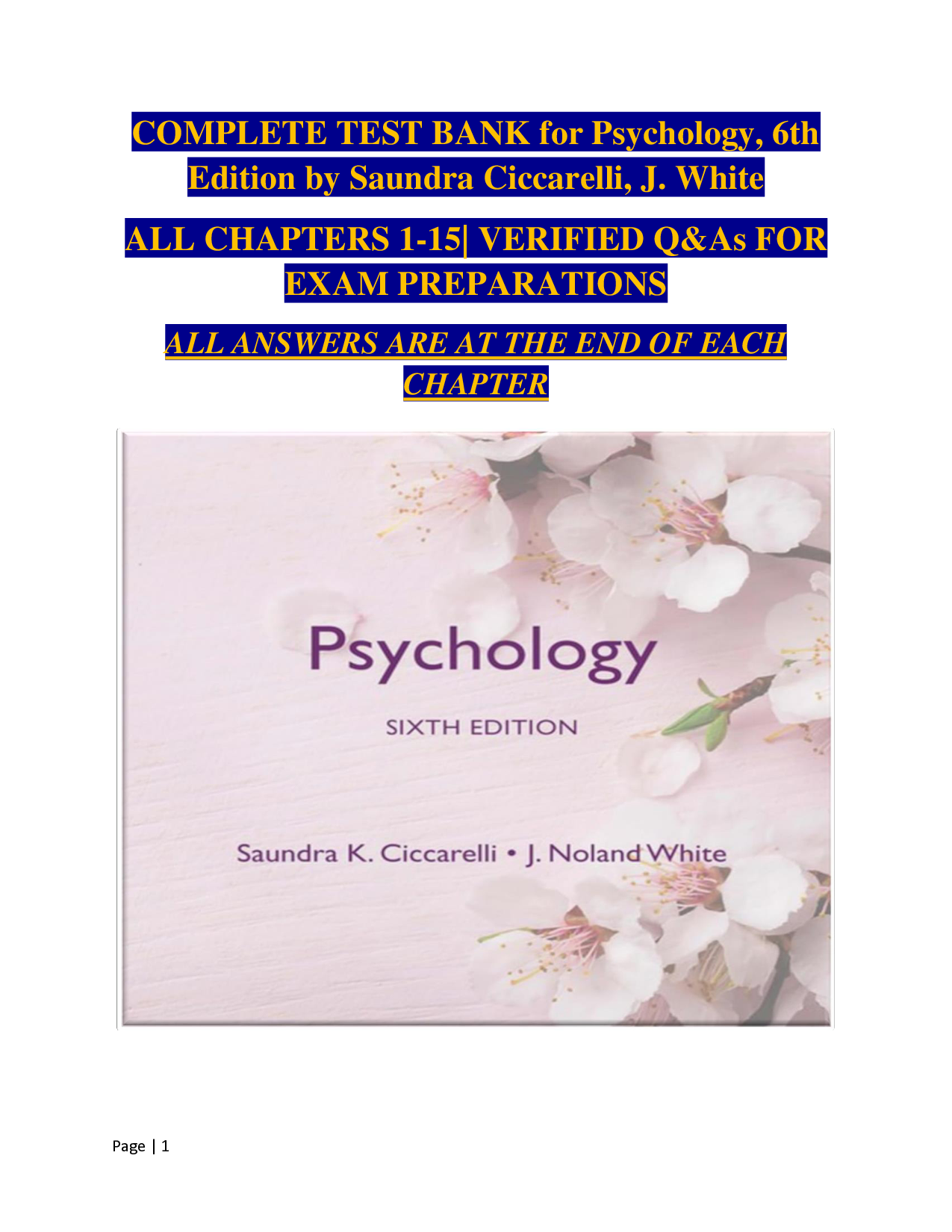 Psychology, 6th Edition by Ciccarelli & White Test Bank