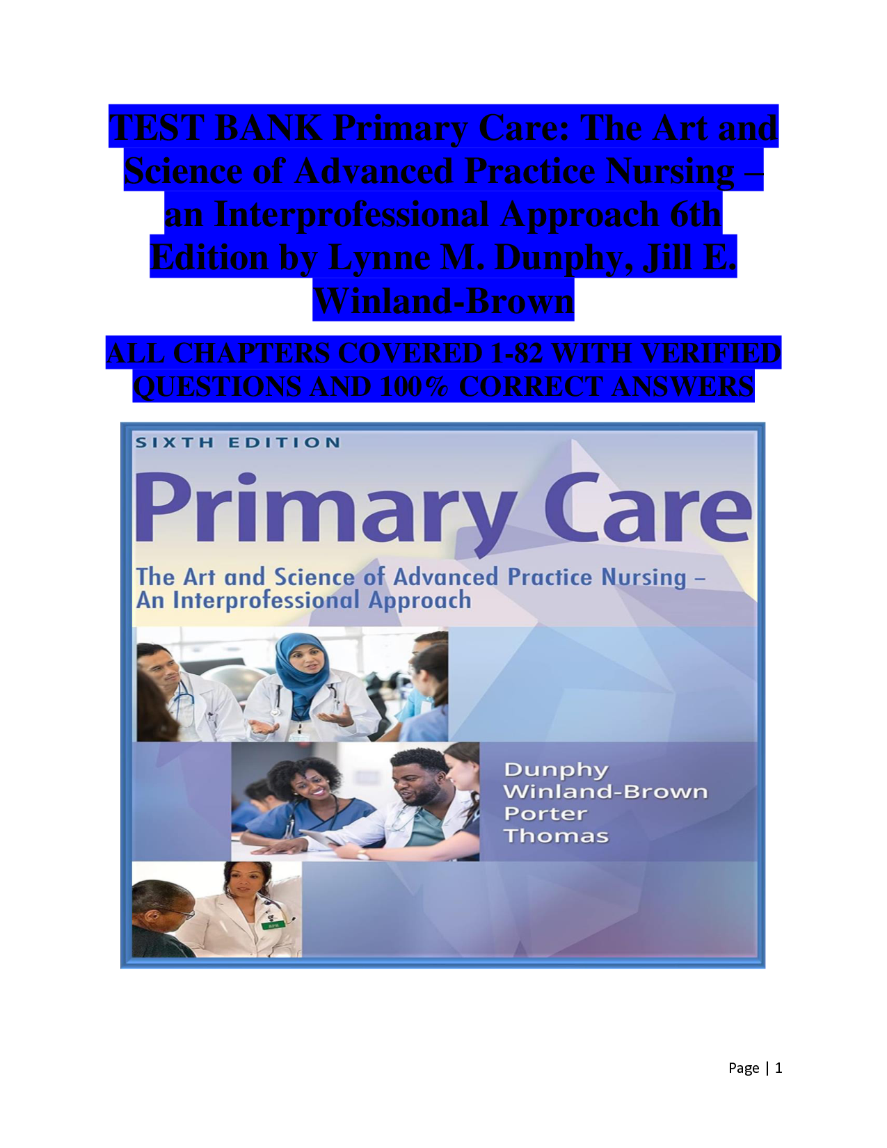 Primary Care: The Art and Science of Advanced Practice Nursing, 6th Edition Test Bank