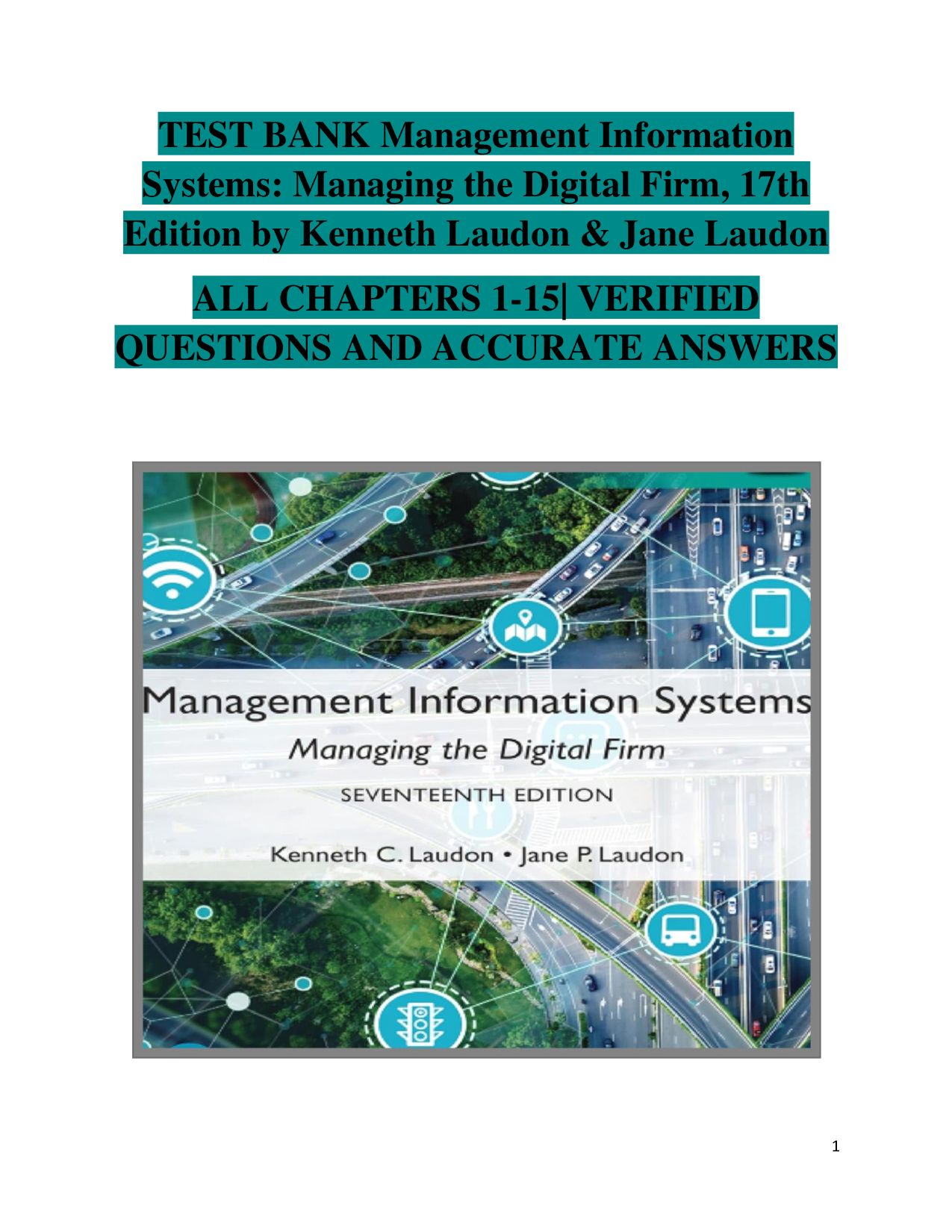 Laudon's Management Information Systems, 17th Edition Test Bank