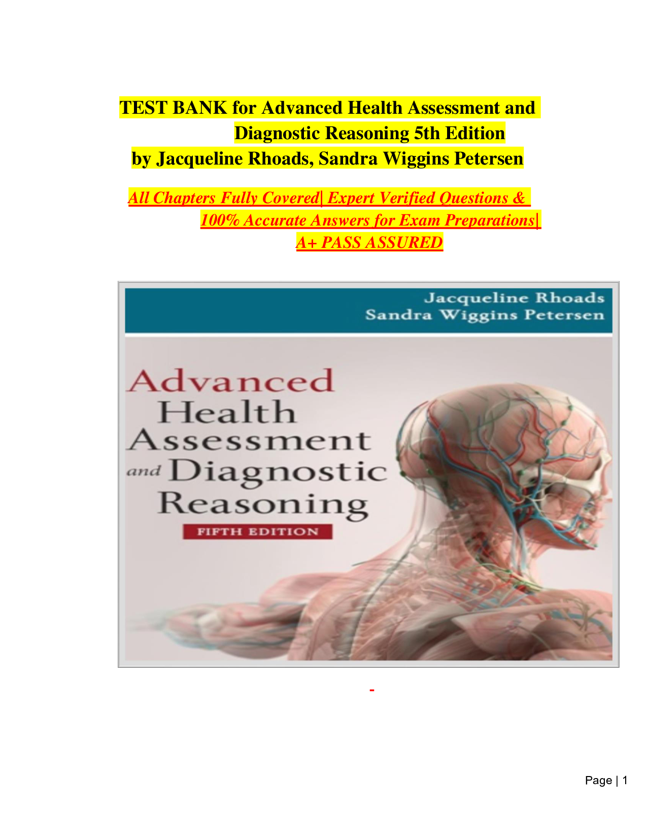 Advanced Health Assessment and Diagnostic Reasoning, 5th Edition Test Bank