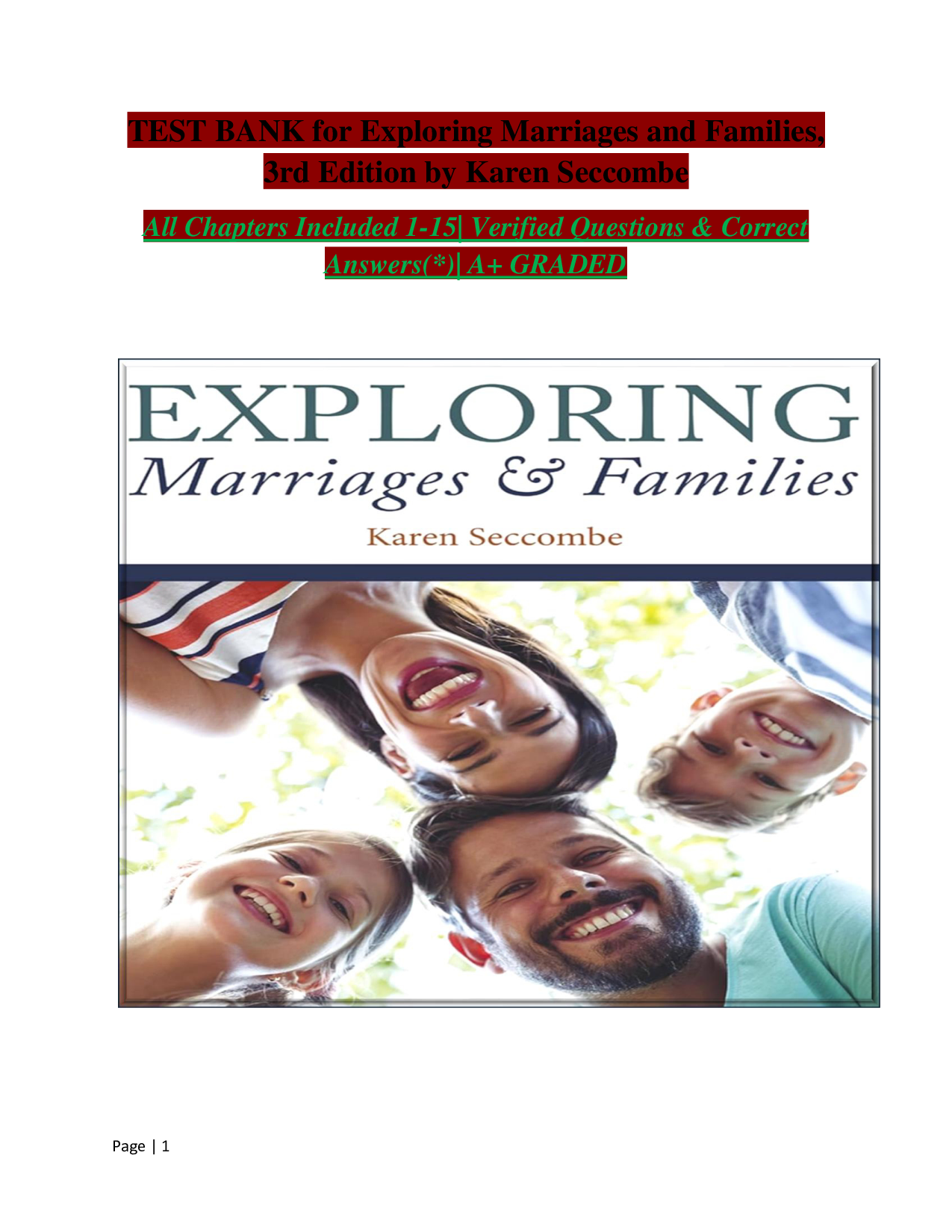 Exploring Marriages and Families, 3rd Edition Test Bank