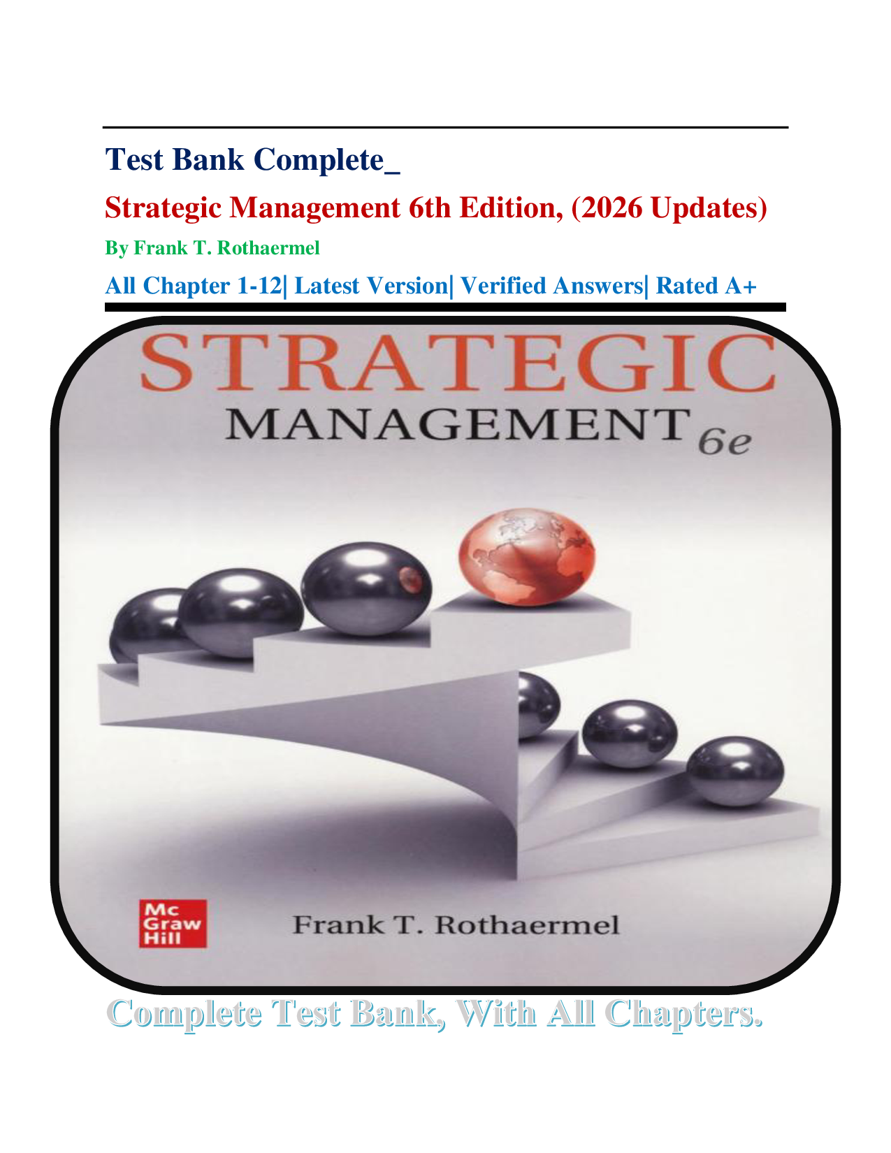 Strategic Management, 6th Edition Test Bank by Frank T. Rothaermel