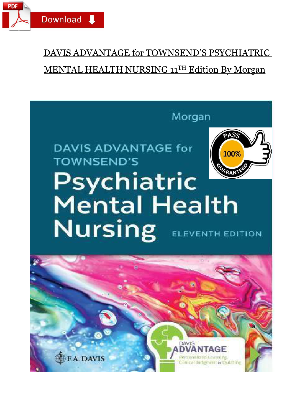 Townsend's Psychiatric Mental Health Nursing, 11th Edition Test Bank
