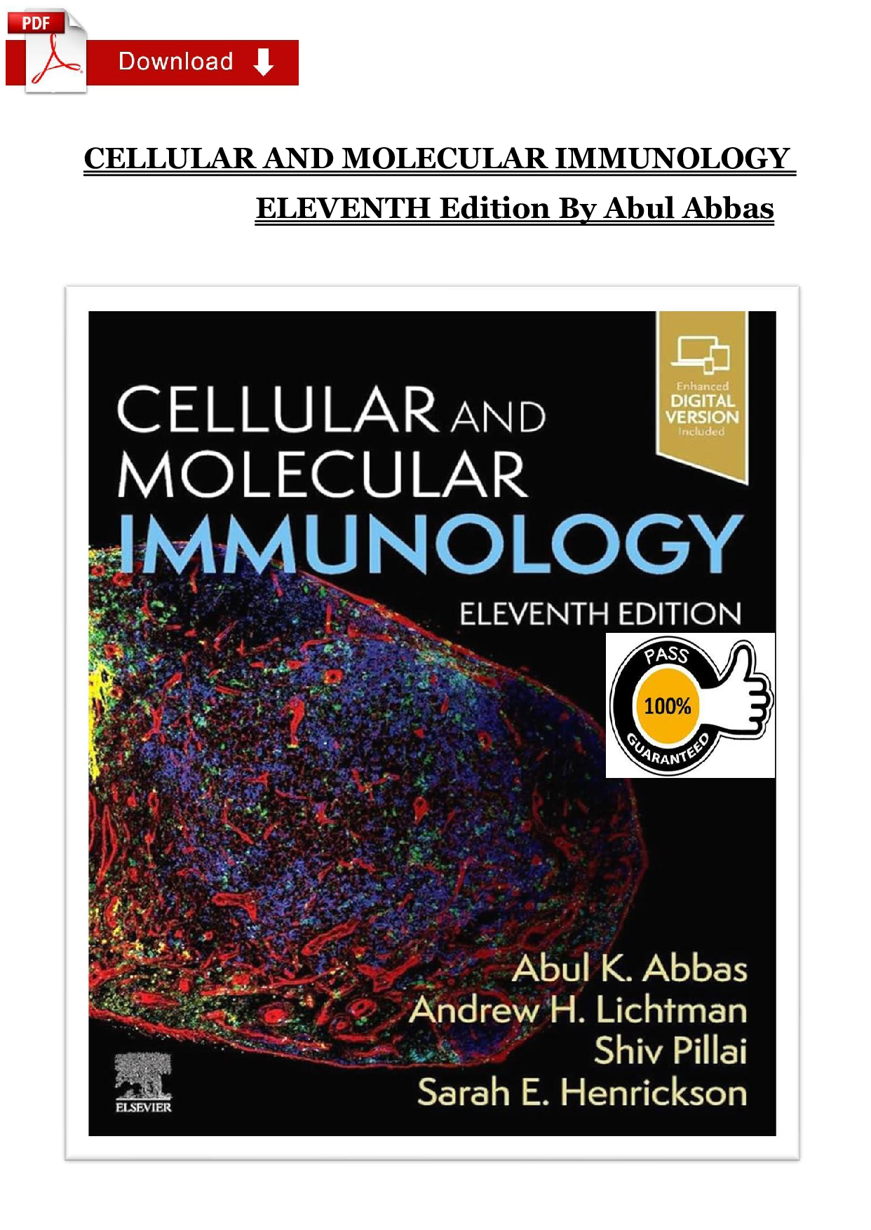 Cellular and Molecular Immunology, 11th Edition Test Bank