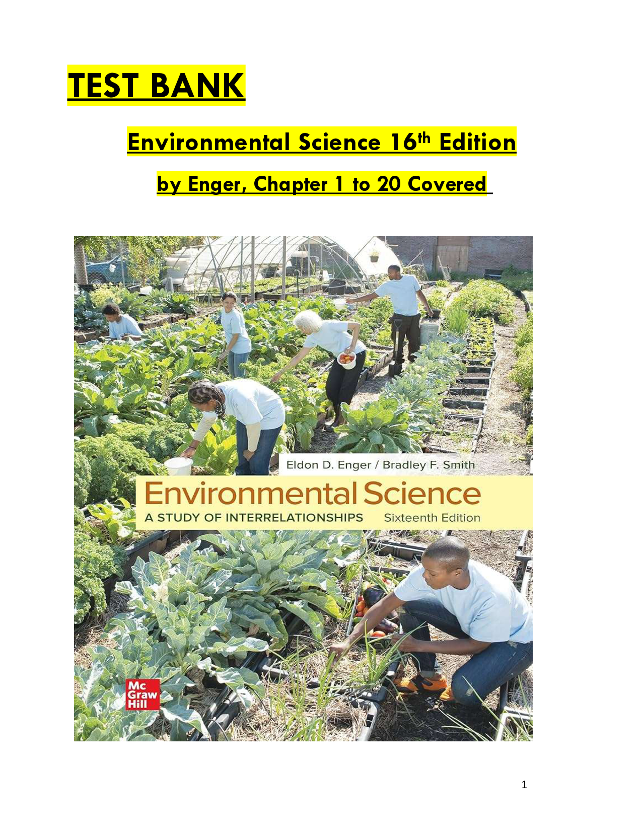 Environmental Science, 16th Edition Test Bank by Enger