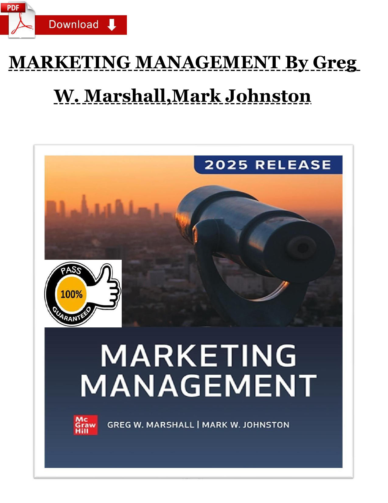 Marketing Management by Marshall & Johnston Solution Manual