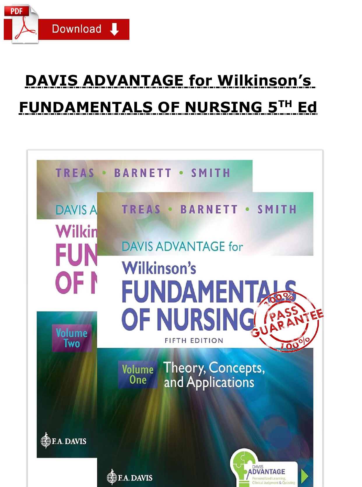 Wilkinson's Fundamentals of Nursing, 5th Edition Test Bank