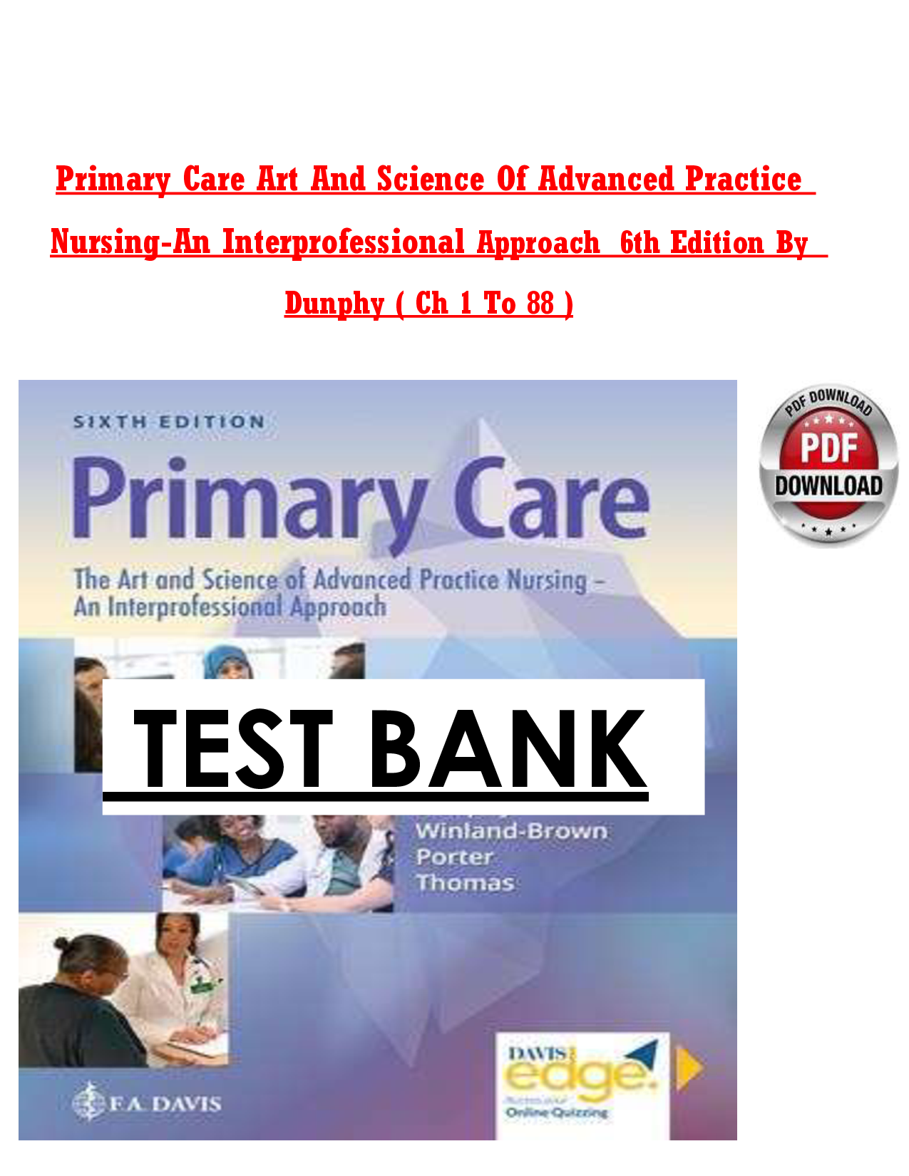 Primary Care: Art and Science of Advanced Practice Nursing, 6th Edition Test Bank