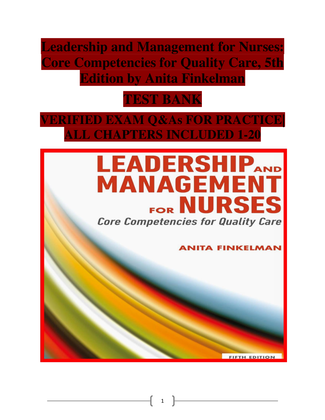 Leadership and Management for Nurses, 5th Edition Test Bank