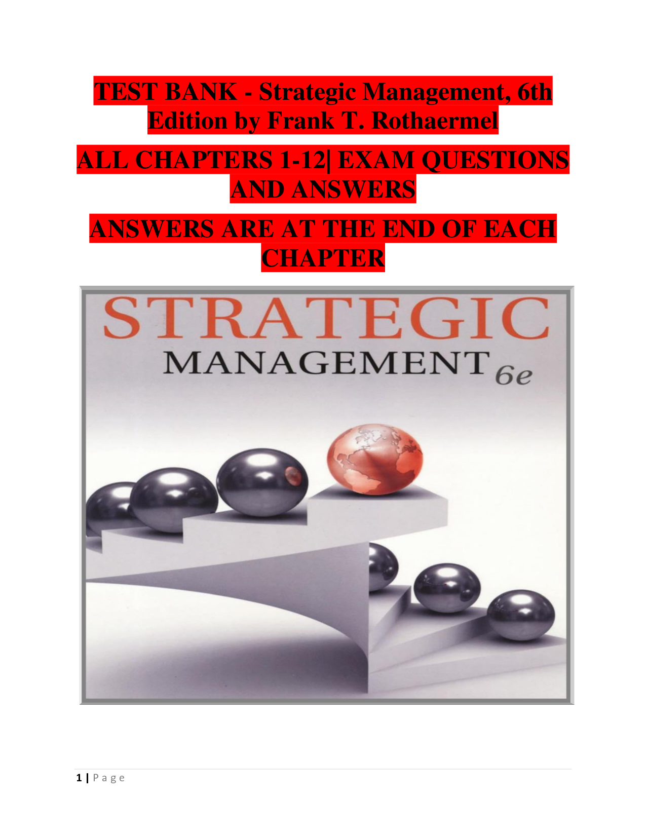 Strategic Management, 6th Edition by Frank T. Rothaermel Test Bank