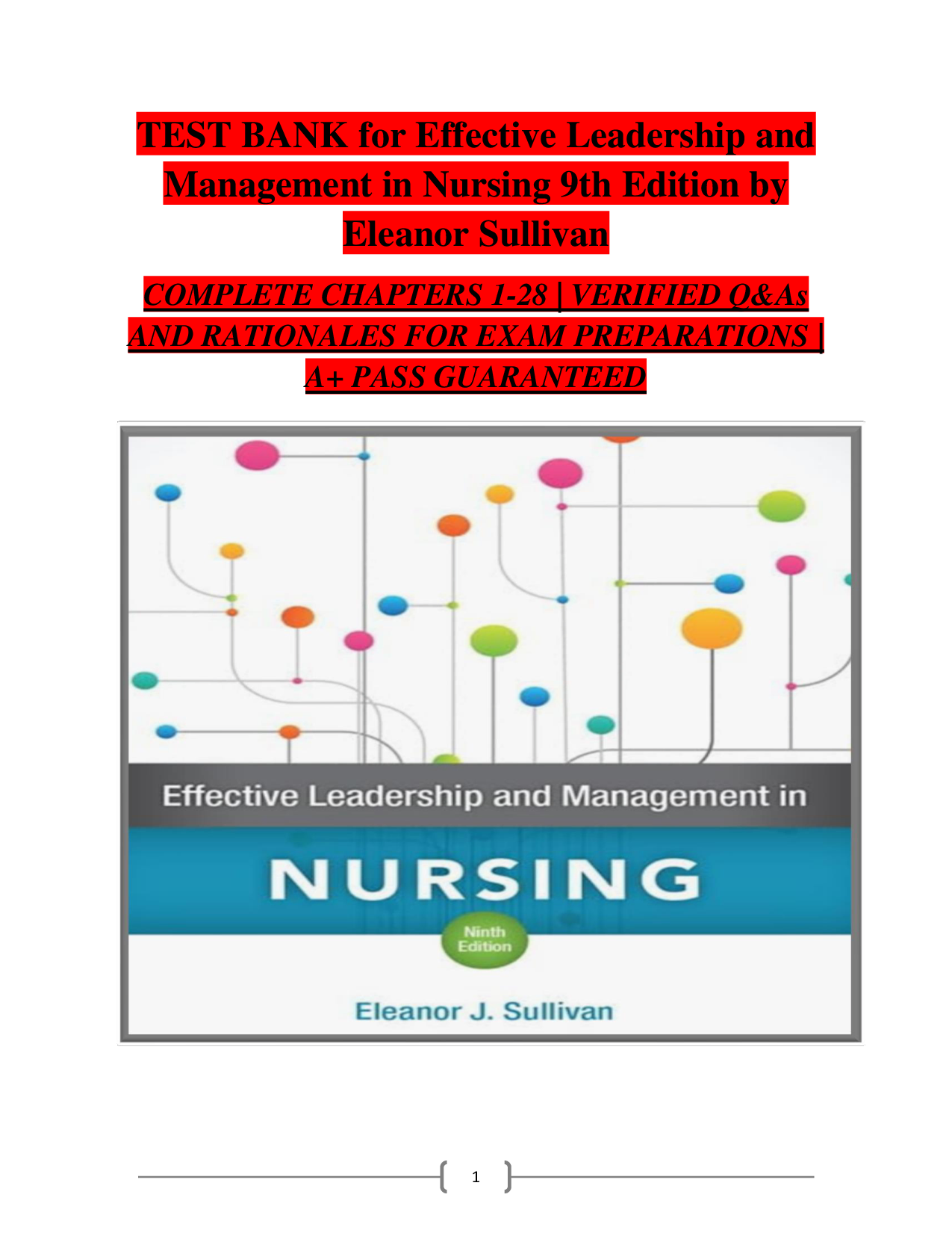 Effective Leadership and Management in Nursing, 9th Edition Test Bank