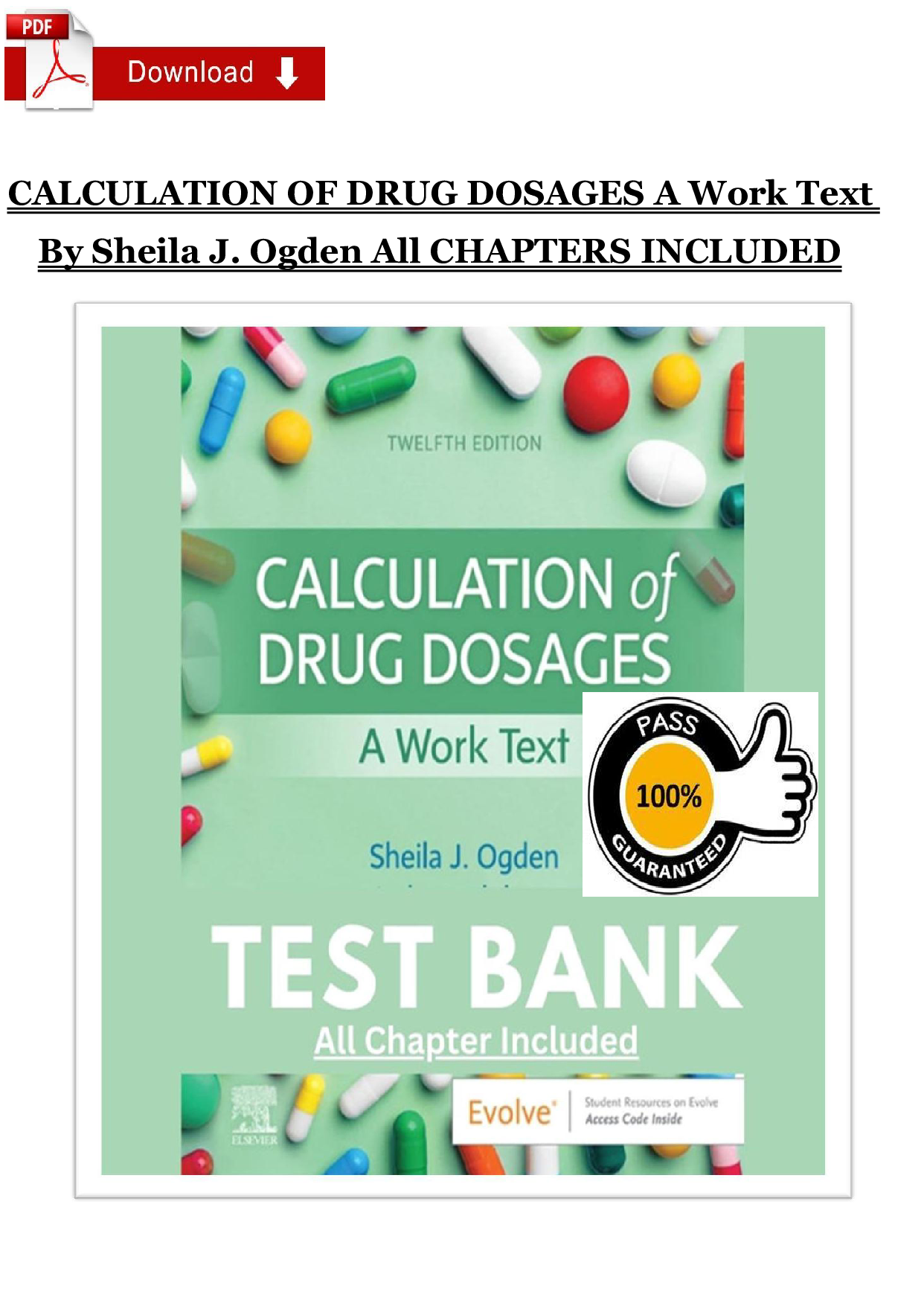 Calculation of Drug Dosages, 12th Edition Test Bank