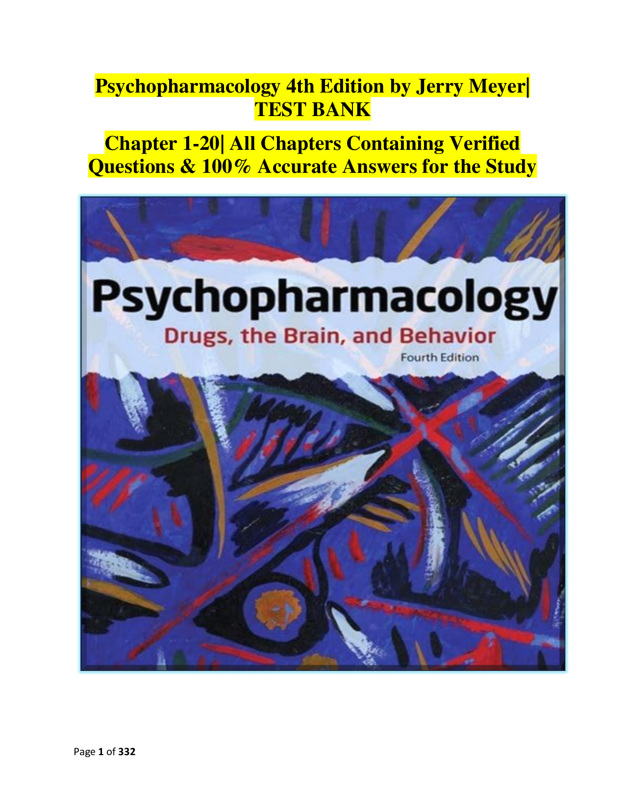Psychopharmacology, 4th Edition by Meyer Test Bank