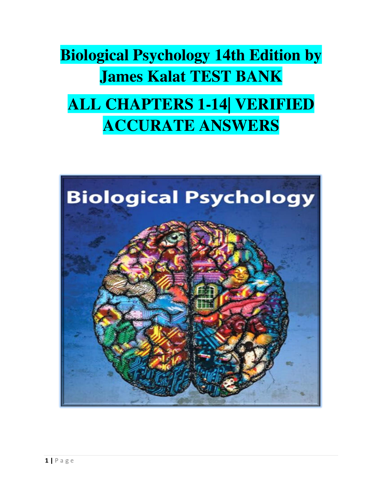 Biological Psychology, 14th Edition Test Bank by James Kalat