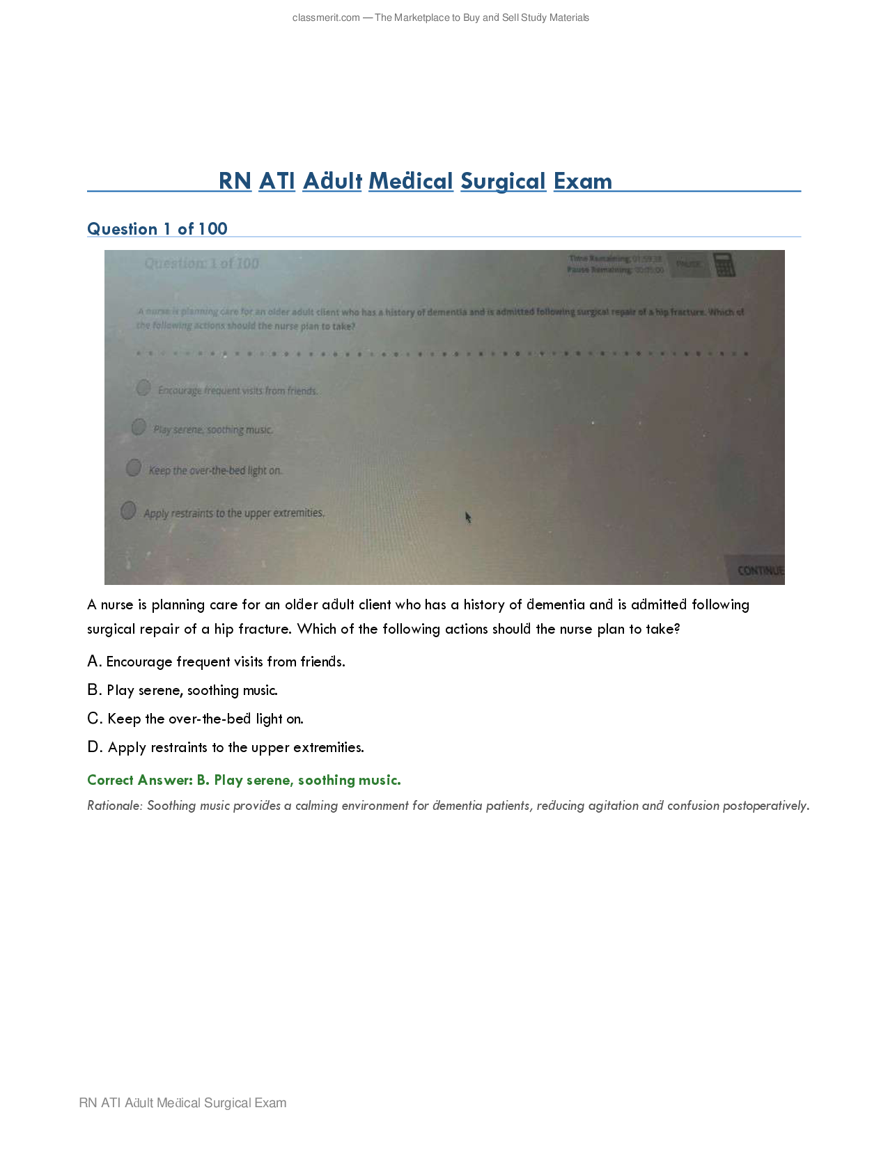 RN ATI Adult Medical-Surgical Exam Practice Questions