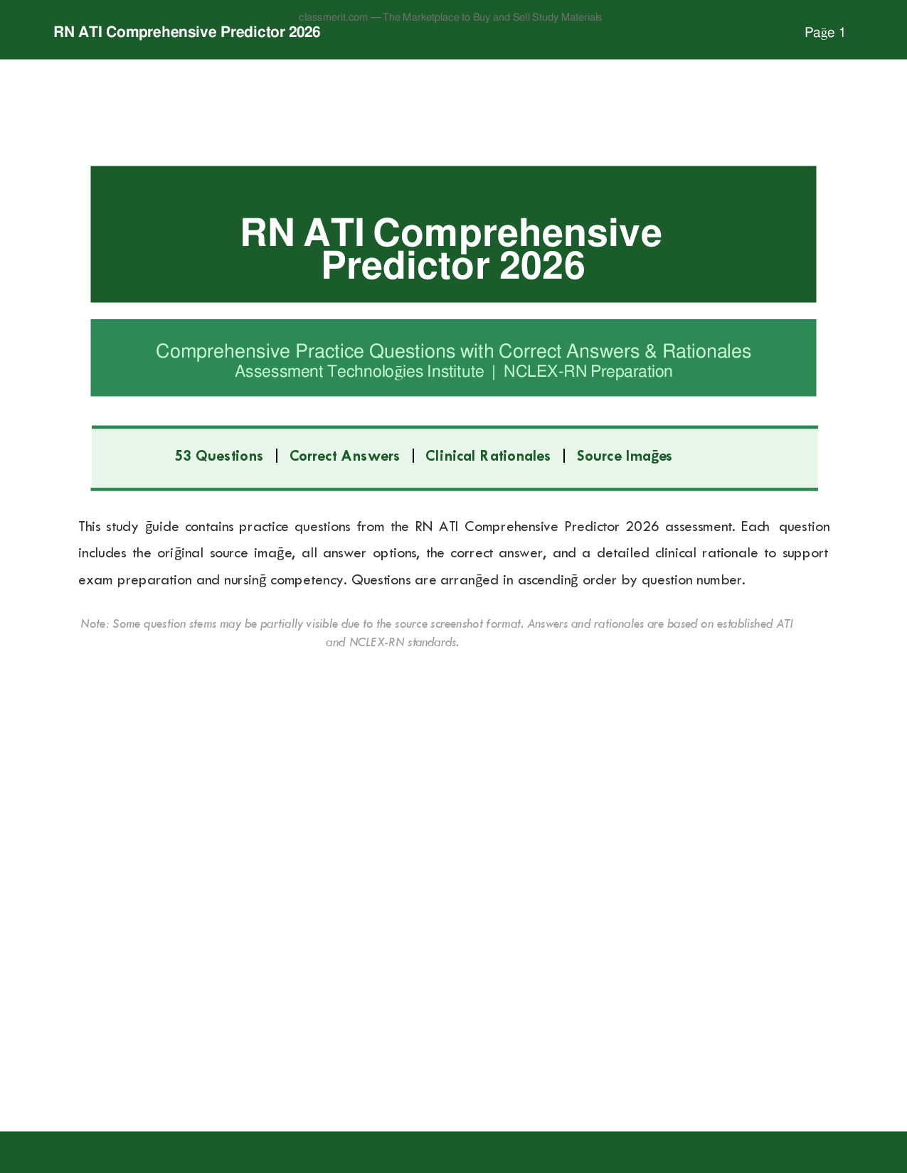 RN ATI Comprehensive Predictor 2026 Practice Questions