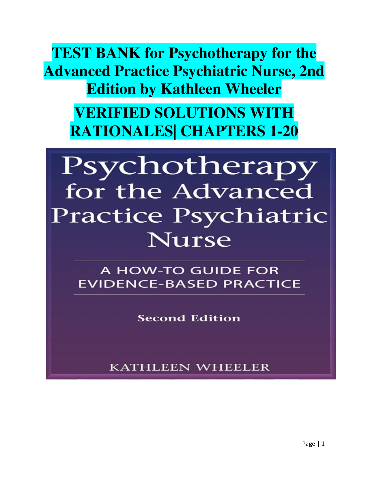 Psychotherapy for the Advanced Practice Psychiatric Nurse, 2nd Edition Test Bank