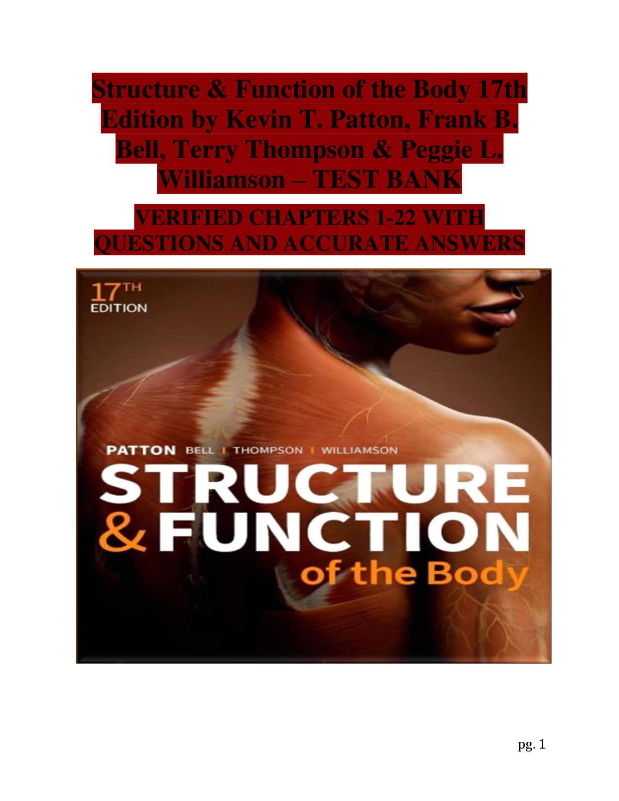 Structure & Function of the Body, 17th Edition Test Bank