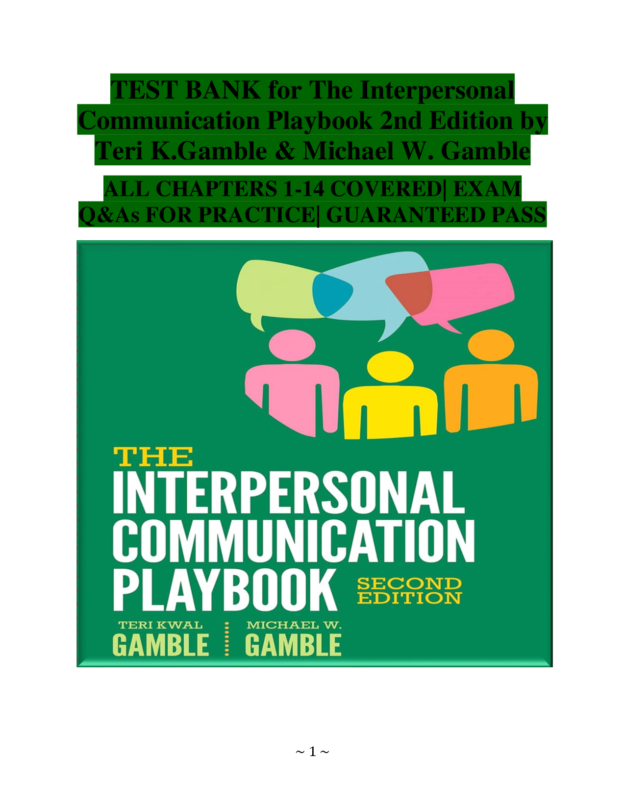 The Interpersonal Communication Playbook, 2nd Edition Test Bank