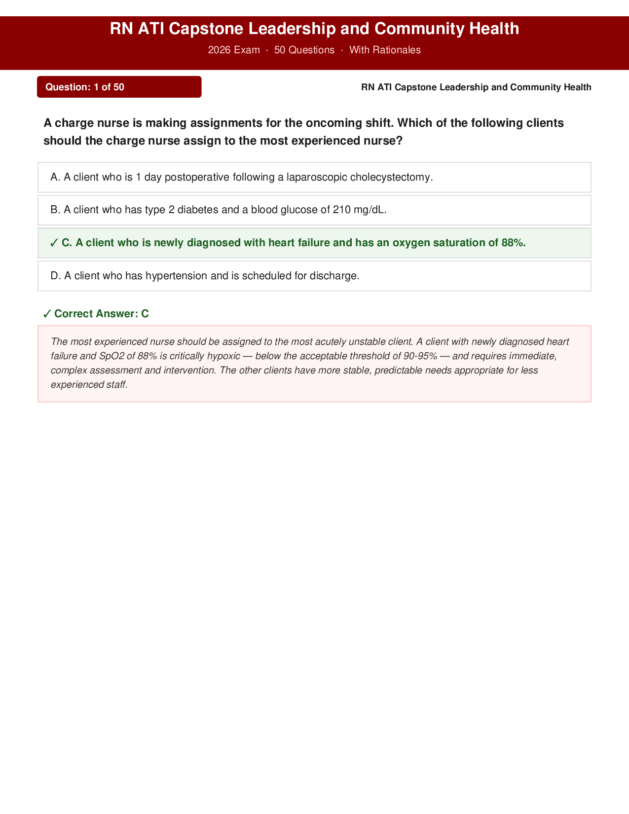RN ATI Capstone Leadership and Community Health 2026 Exam
