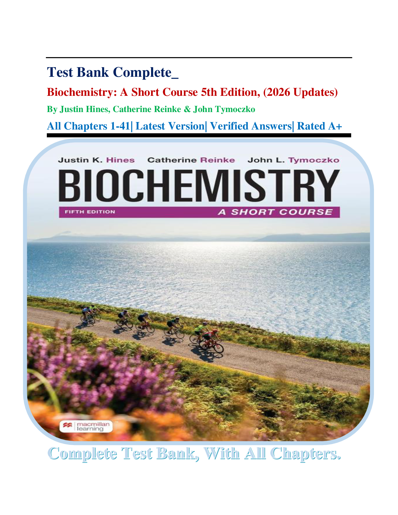 Biochemistry: A Short Course, 5th Edition Test Bank