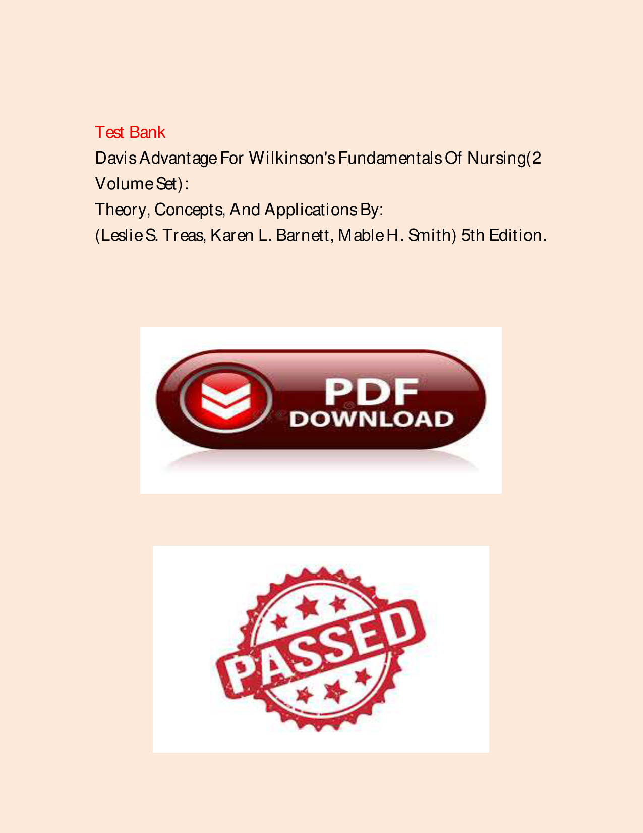 Wilkinson's Fundamentals of Nursing, 5th Edition Test Bank