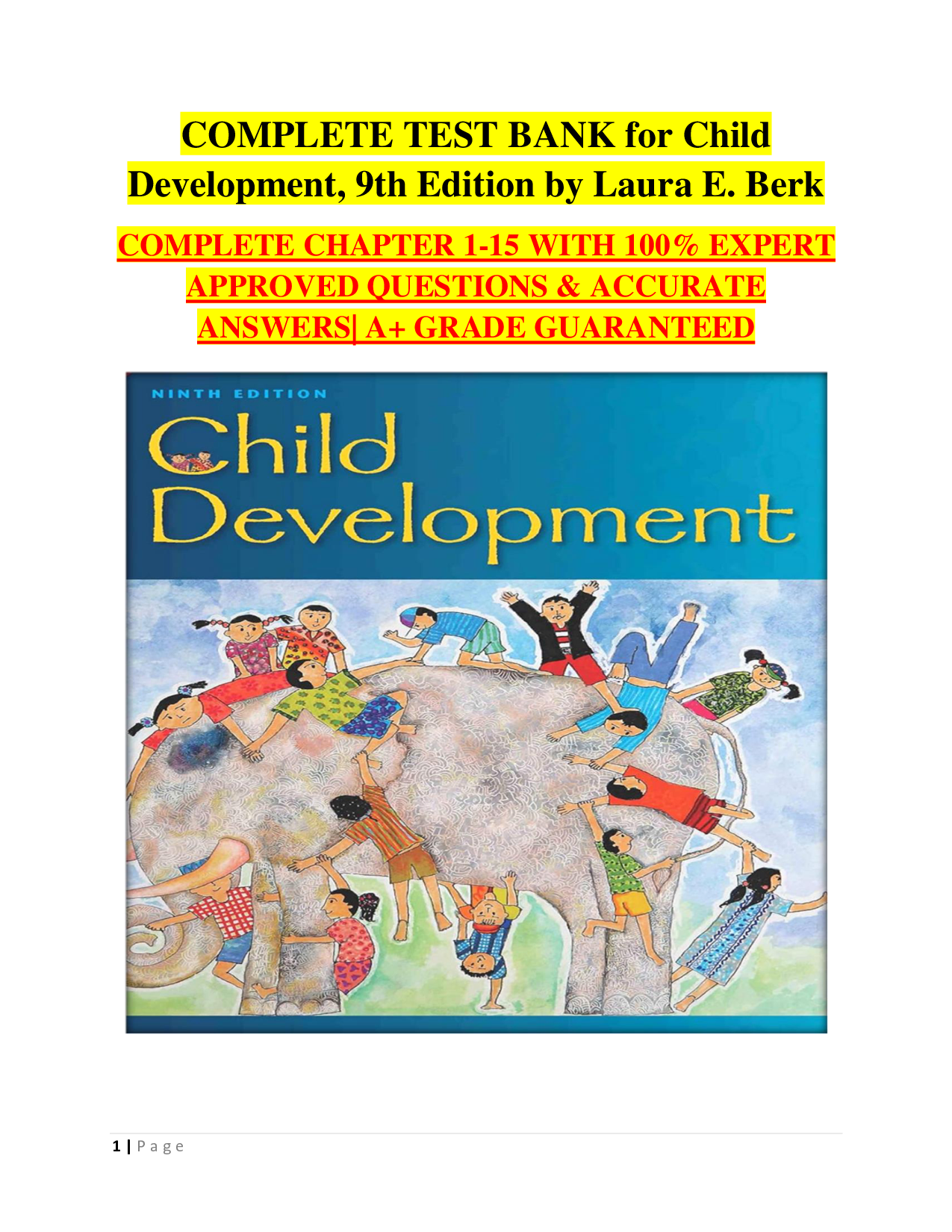 Child Development, 9th Edition by Laura E. Berk Test Bank