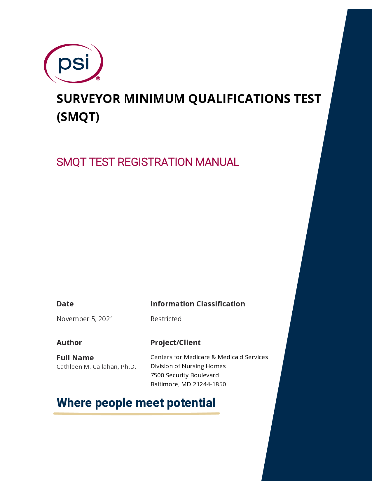Surveyor Minimum Qualifications Test (SMQT) Registration Manual