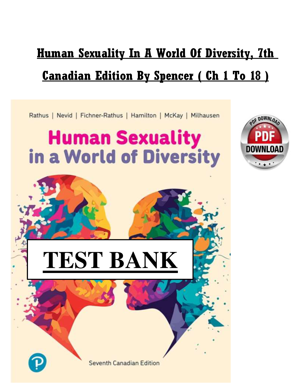 Human Sexuality in a World of Diversity, 7th Canadian Edition Test Bank