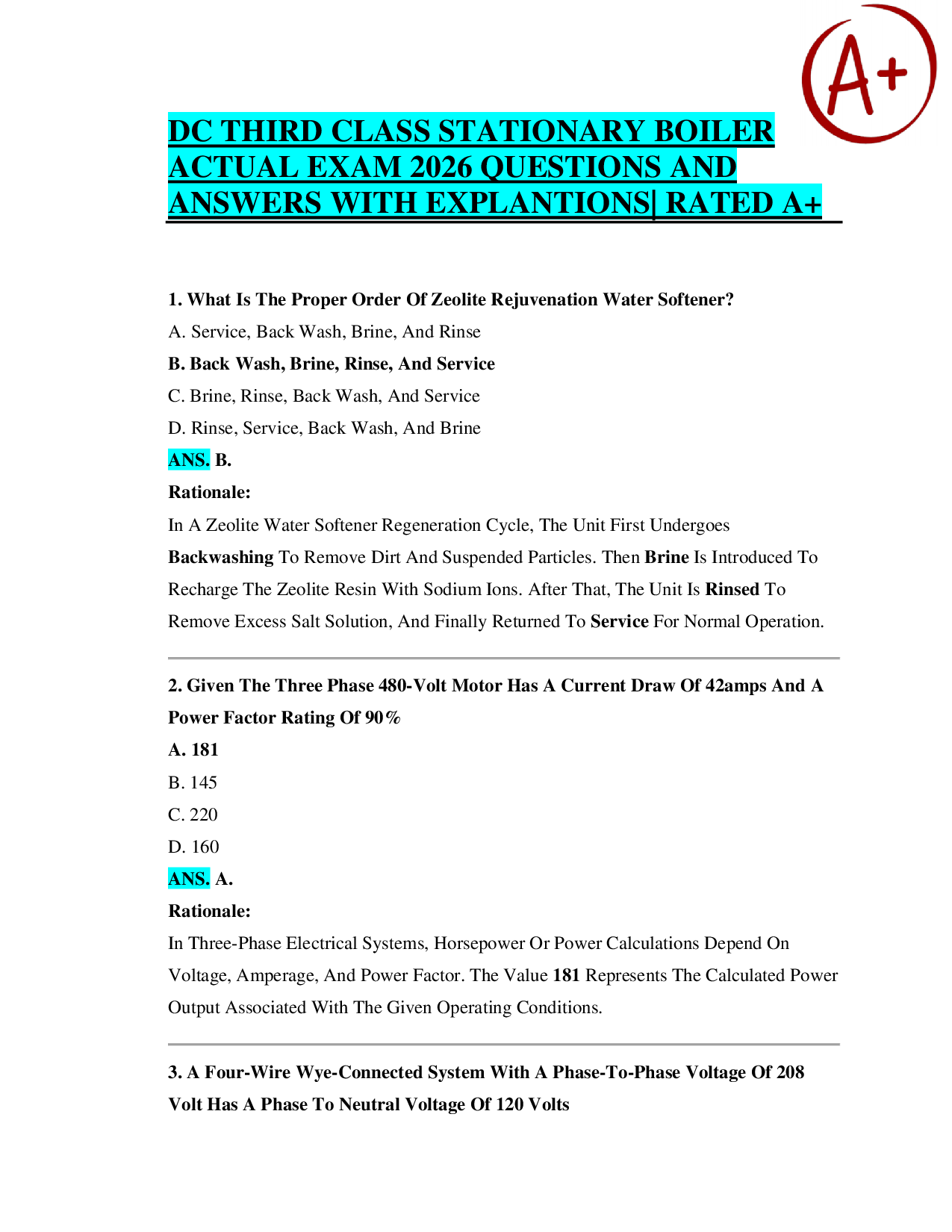 DC Third Class Stationary Boiler Exam 2026 Practice Questions