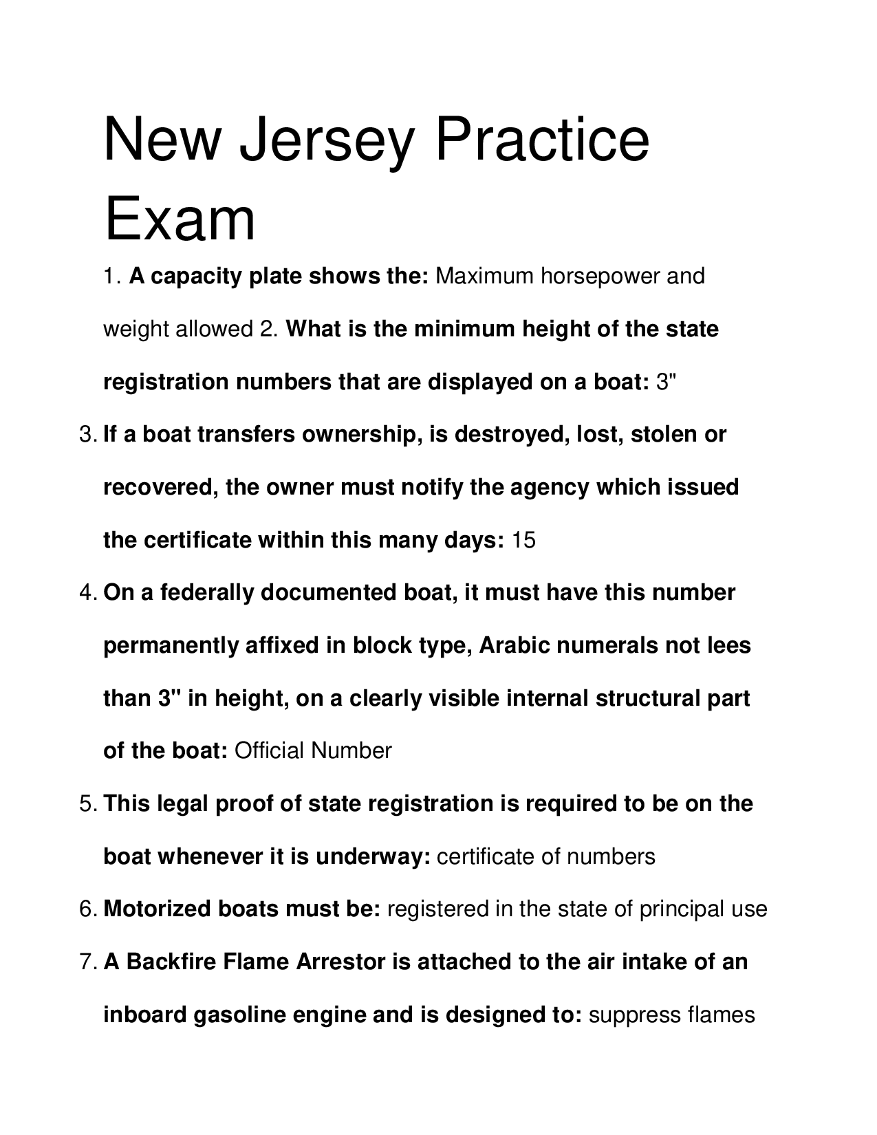 New Jersey Boating Safety Practice Exam 2023