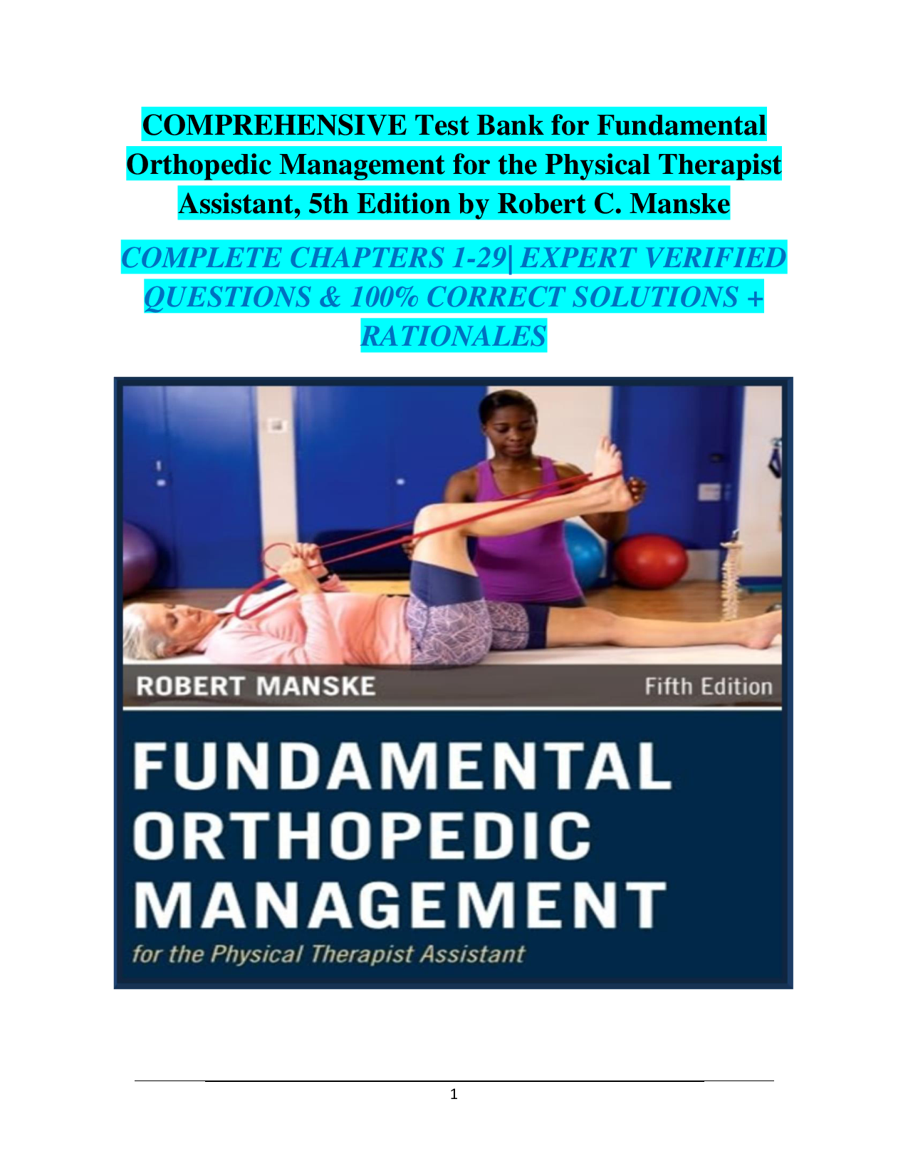 Fundamental Orthopedic Management for the Physical Therapist Assistant, 5th Edition Test Bank