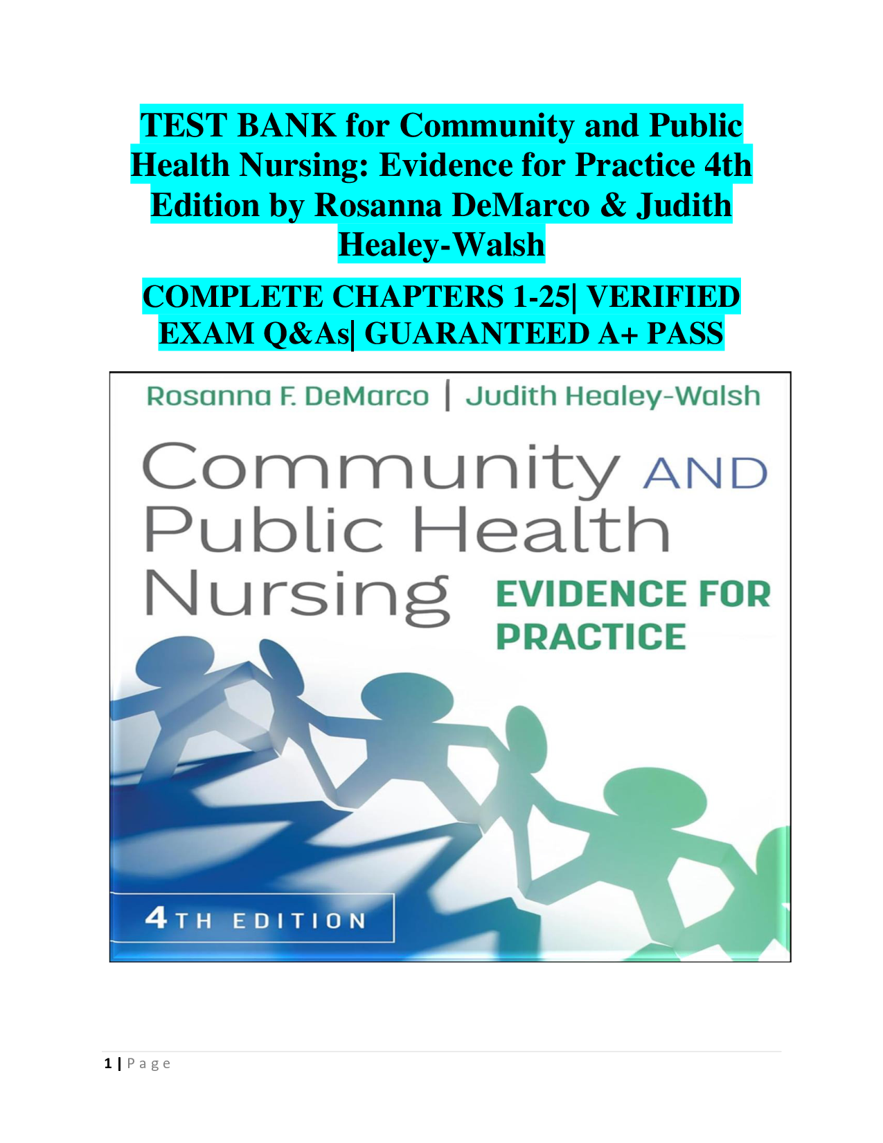 Community and Public Health Nursing: Evidence for Practice, 4th Edition Test Bank