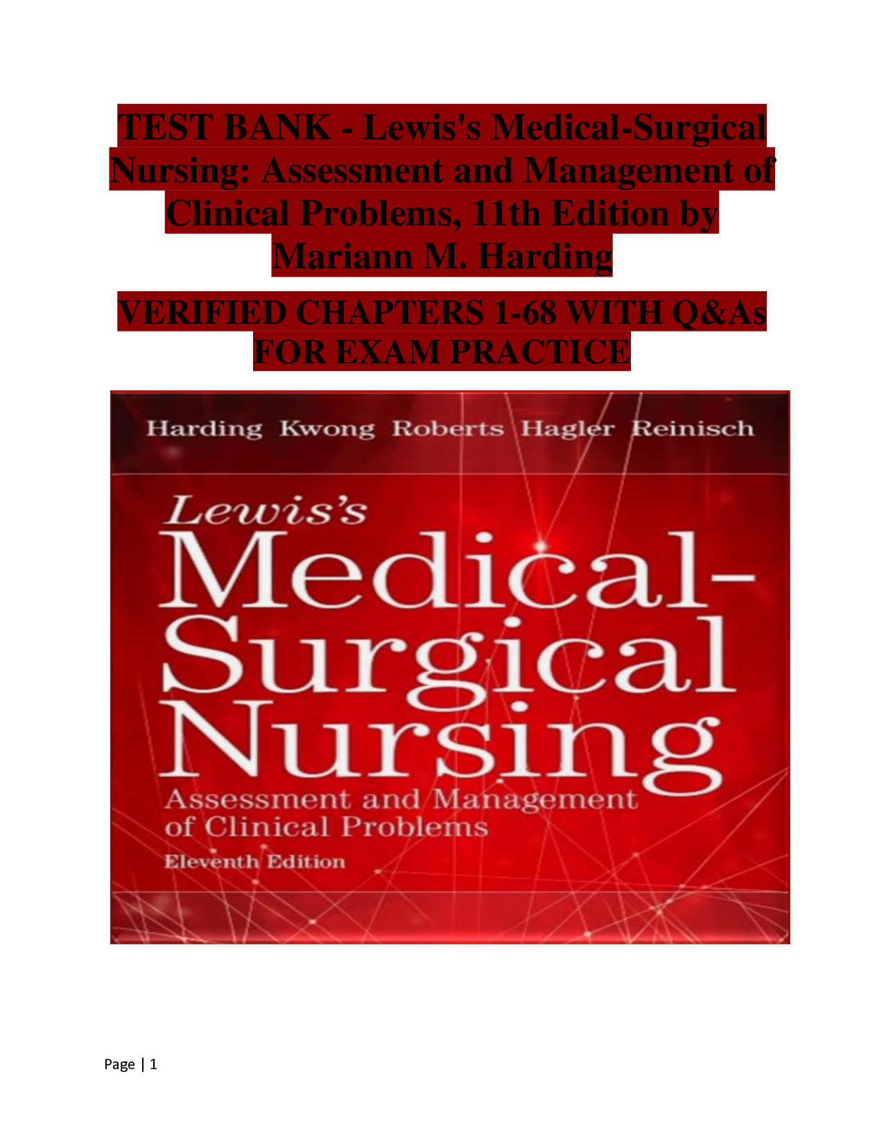 Lewis's Medical-Surgical Nursing, 11th Edition Test Bank
