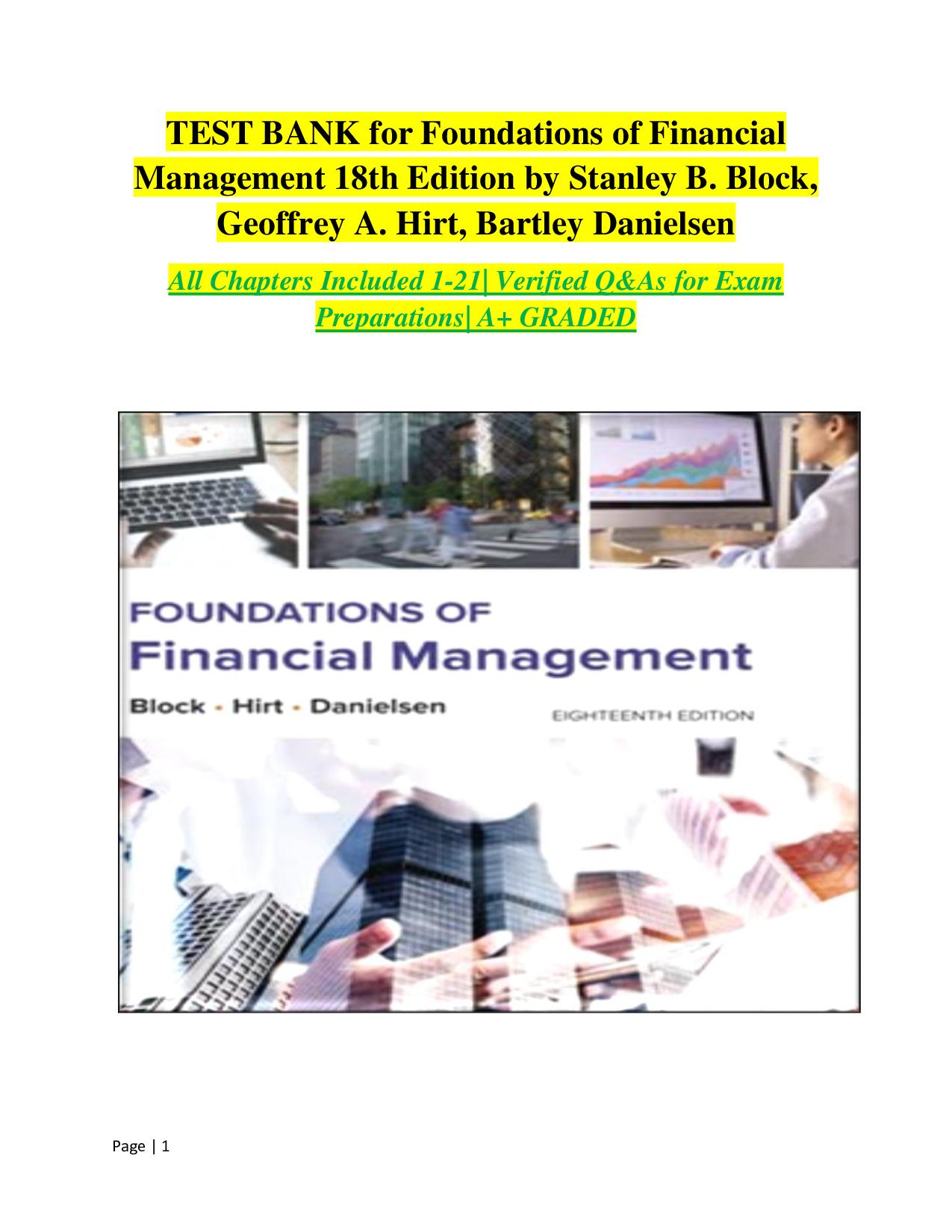 Foundations of Financial Management, 18th Edition Test Bank