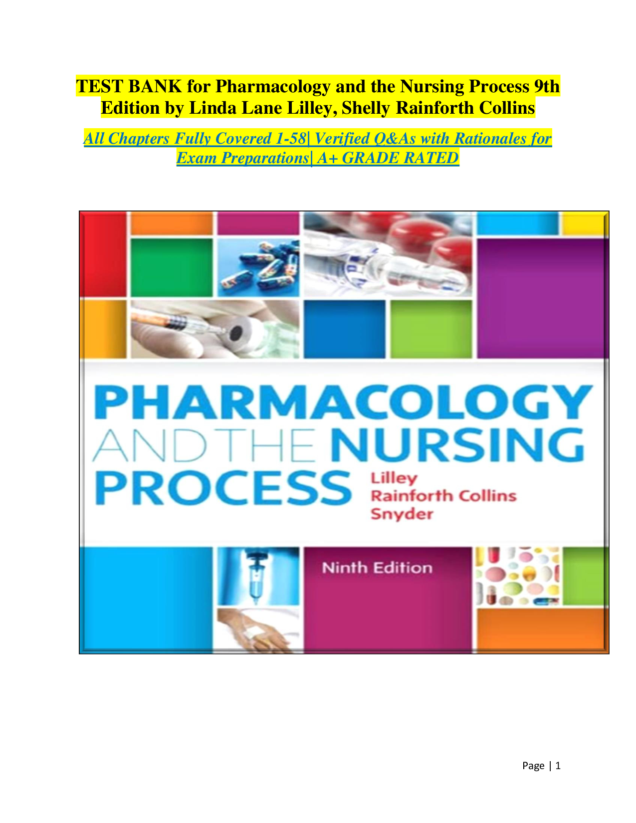 Pharmacology and the Nursing Process, 9th Edition Test Bank